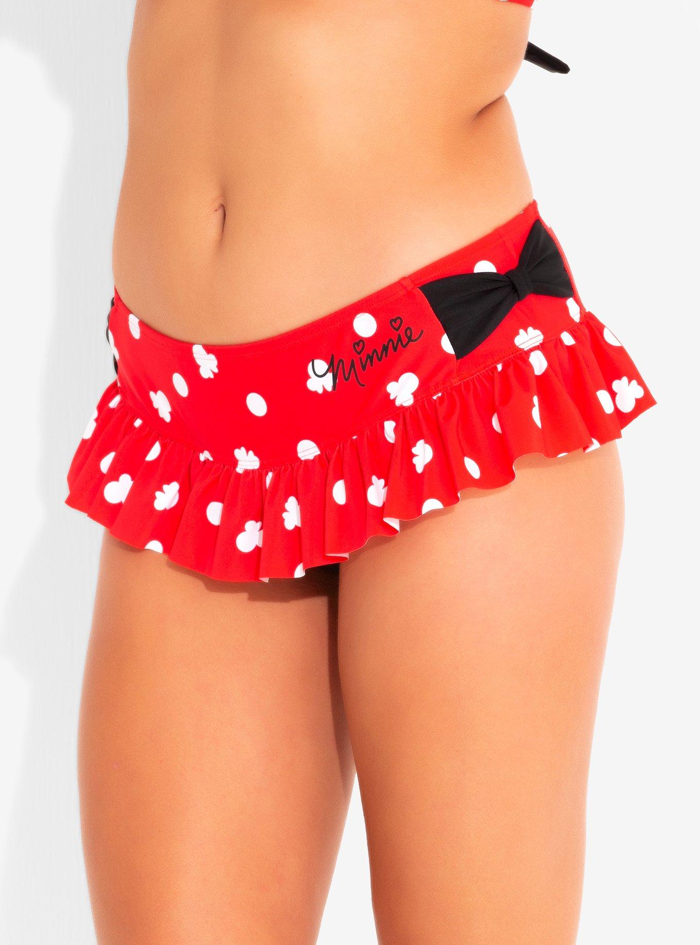 Disney Minnie Mouse Polka Dot Skirted Swim Bottoms, RED  WHITE  BLACK, hi-res