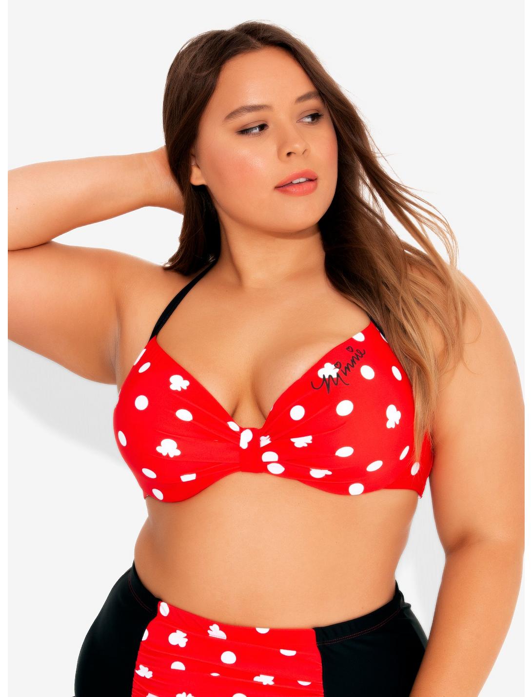 Disney Minnie Mouse Polka Dot Swim Top Plus Size, RED  WHITE  BLACK, hi-res