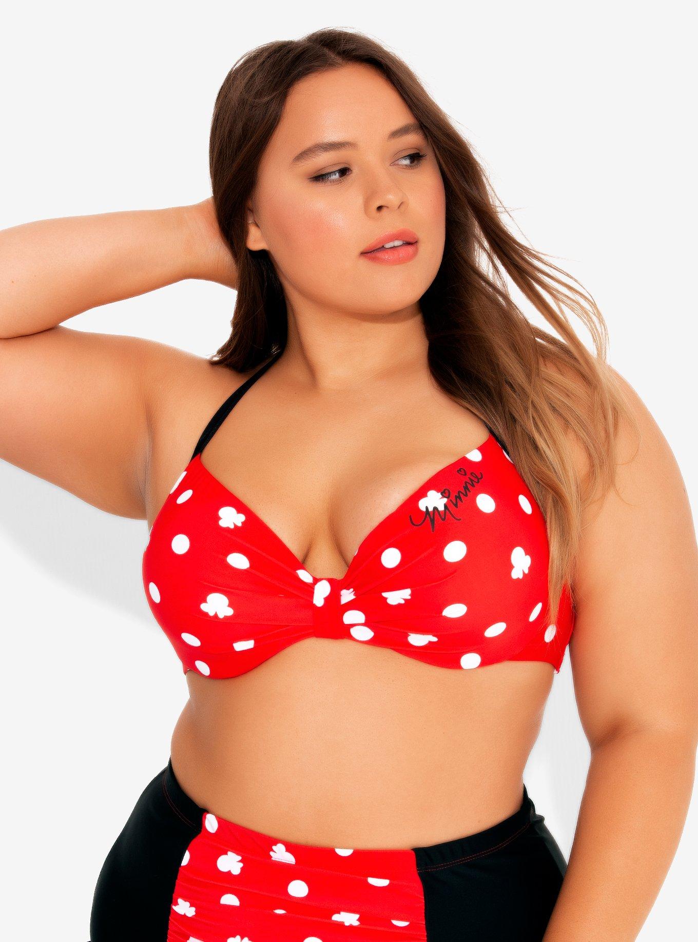 Disney Minnie Mouse Polka Dot Swim Top Plus Size, RED  WHITE  BLACK, hi-res