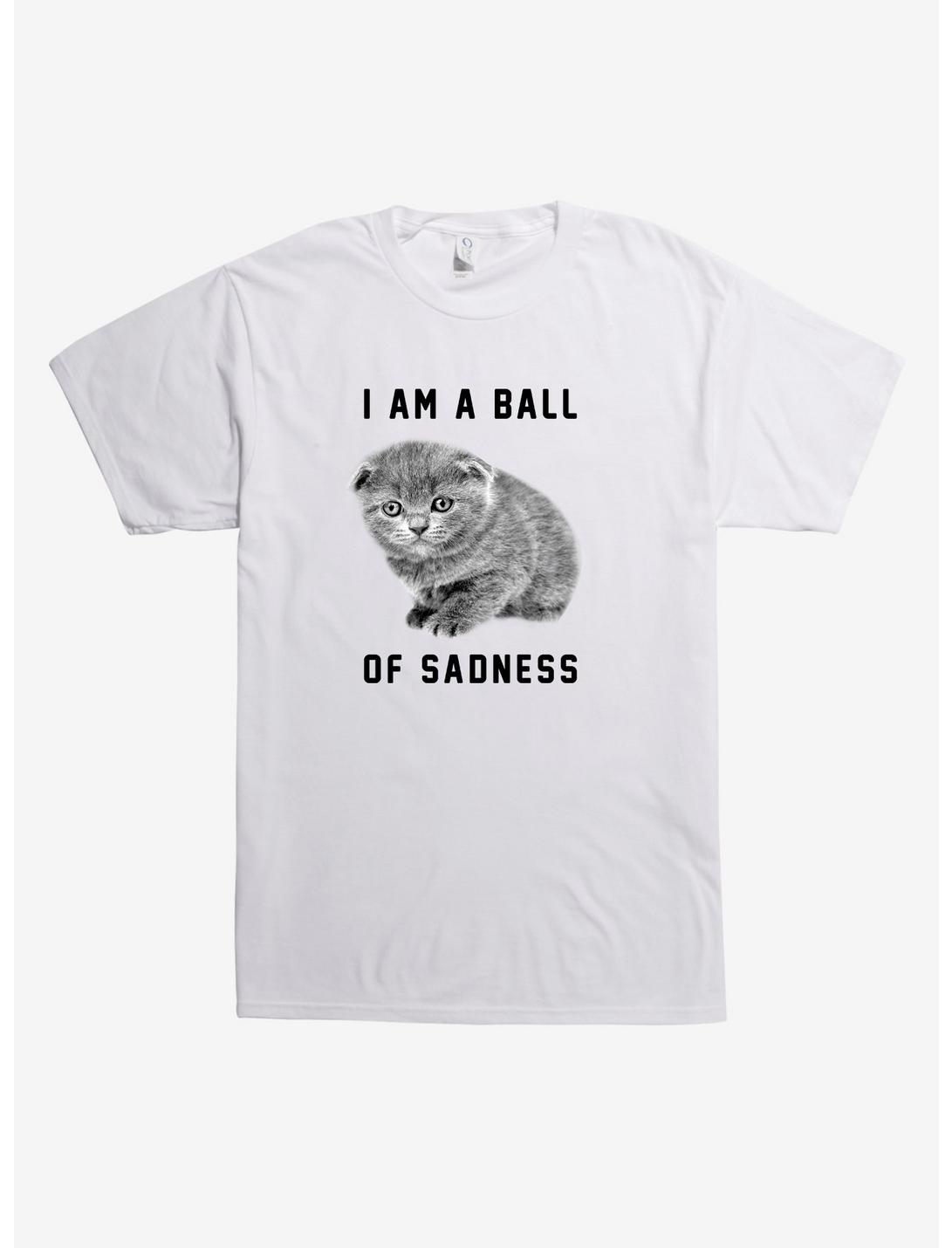 Ball Of Sadness Kitty T-Shirt, WHITE, hi-res