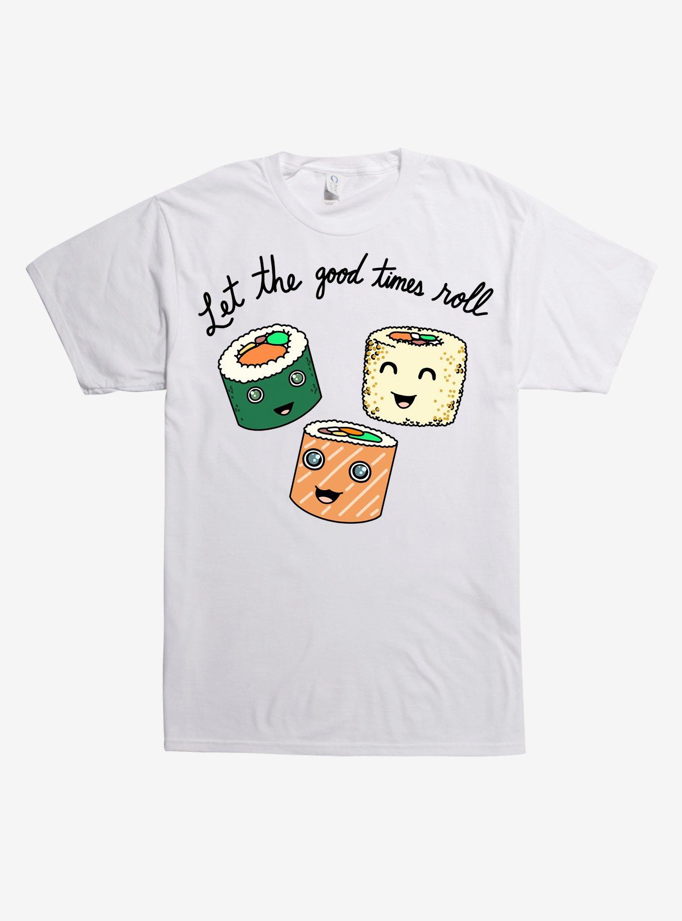 Good Times Roll Sushi T-Shirt, WHITE, hi-res