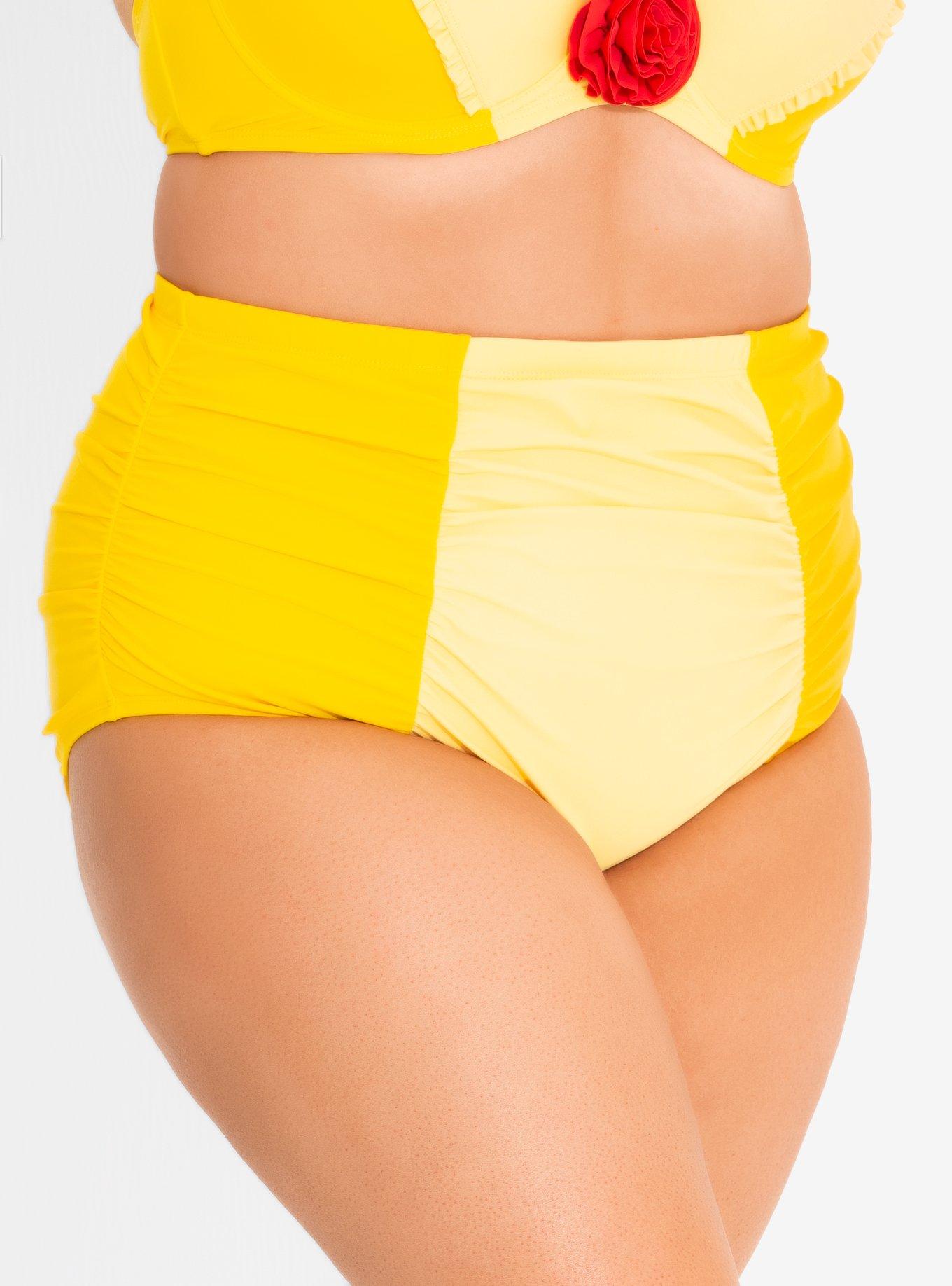 Disney Beauty And The Beast Belle Ruffle Swim Bottoms Plus Size, YELLOW, hi-res