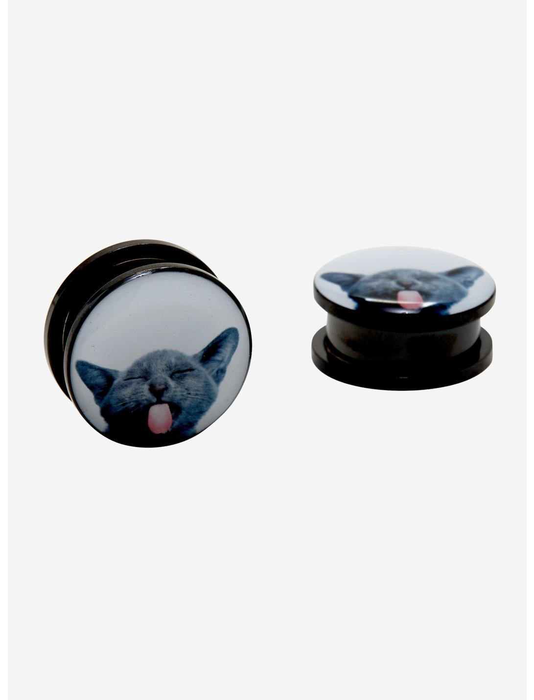 Kitten Photo Steel Spool Plugs 2 Pack, BLACK, hi-res