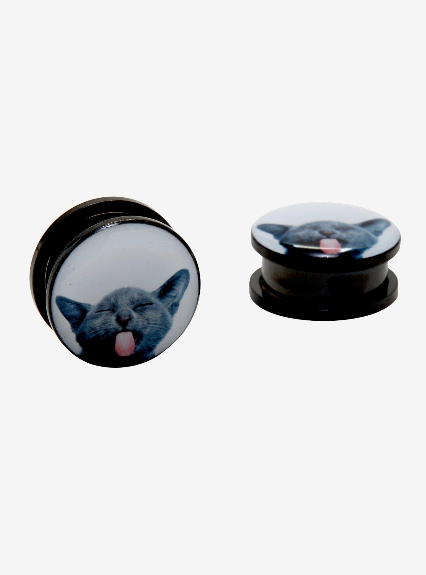 Kitten Photo Steel Spool Plugs 2 Pack, BLACK, hi-res