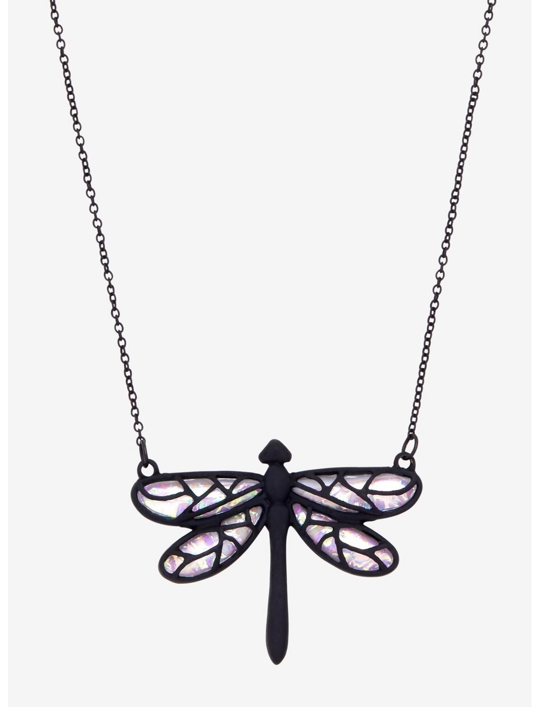Dragonfly Moonstone Iridescent Necklace, , hi-res