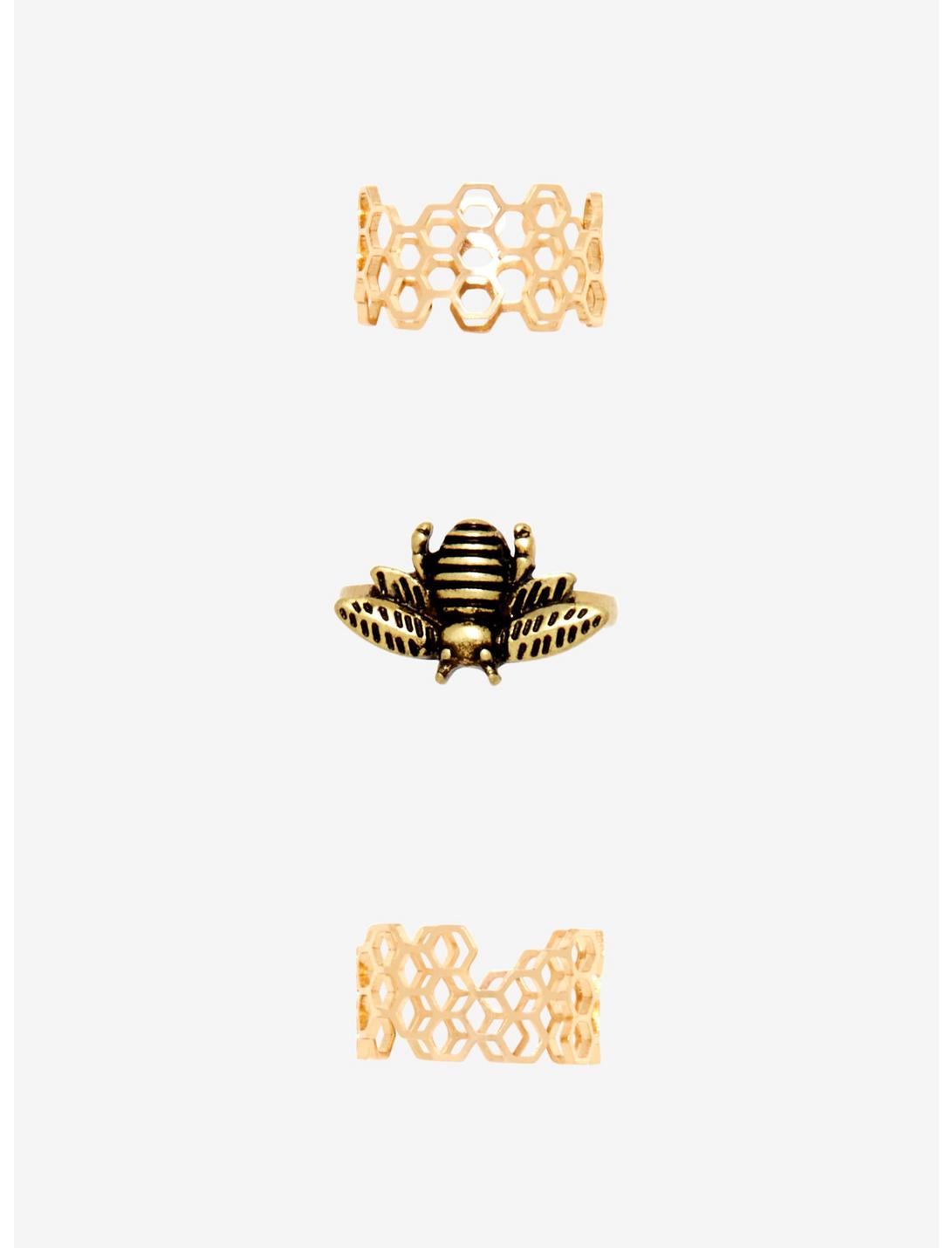 Bee Honeycomb Stacking Ring Set, , hi-res