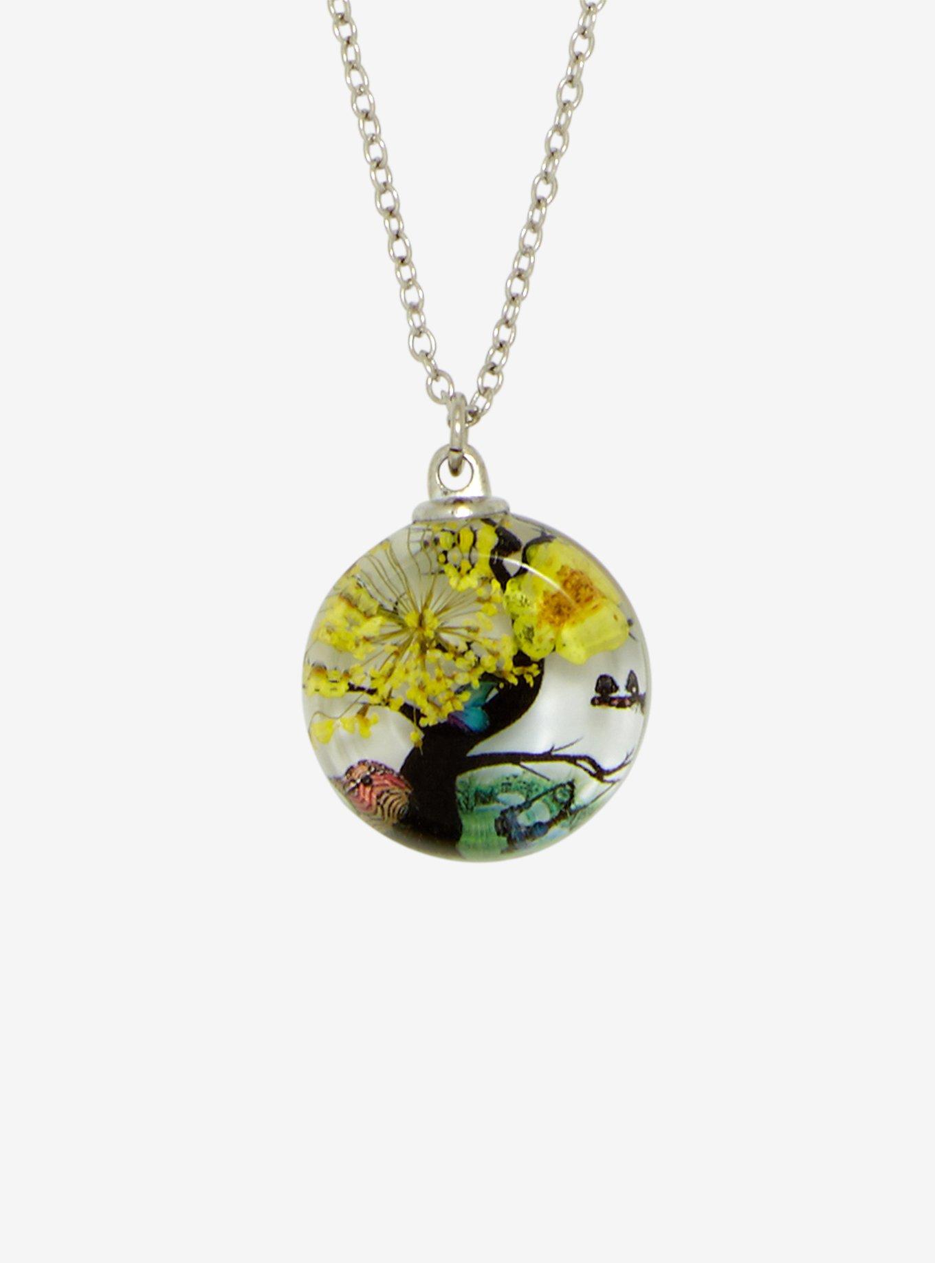 Tree With Dried Yellow Flower Necklace, , hi-res