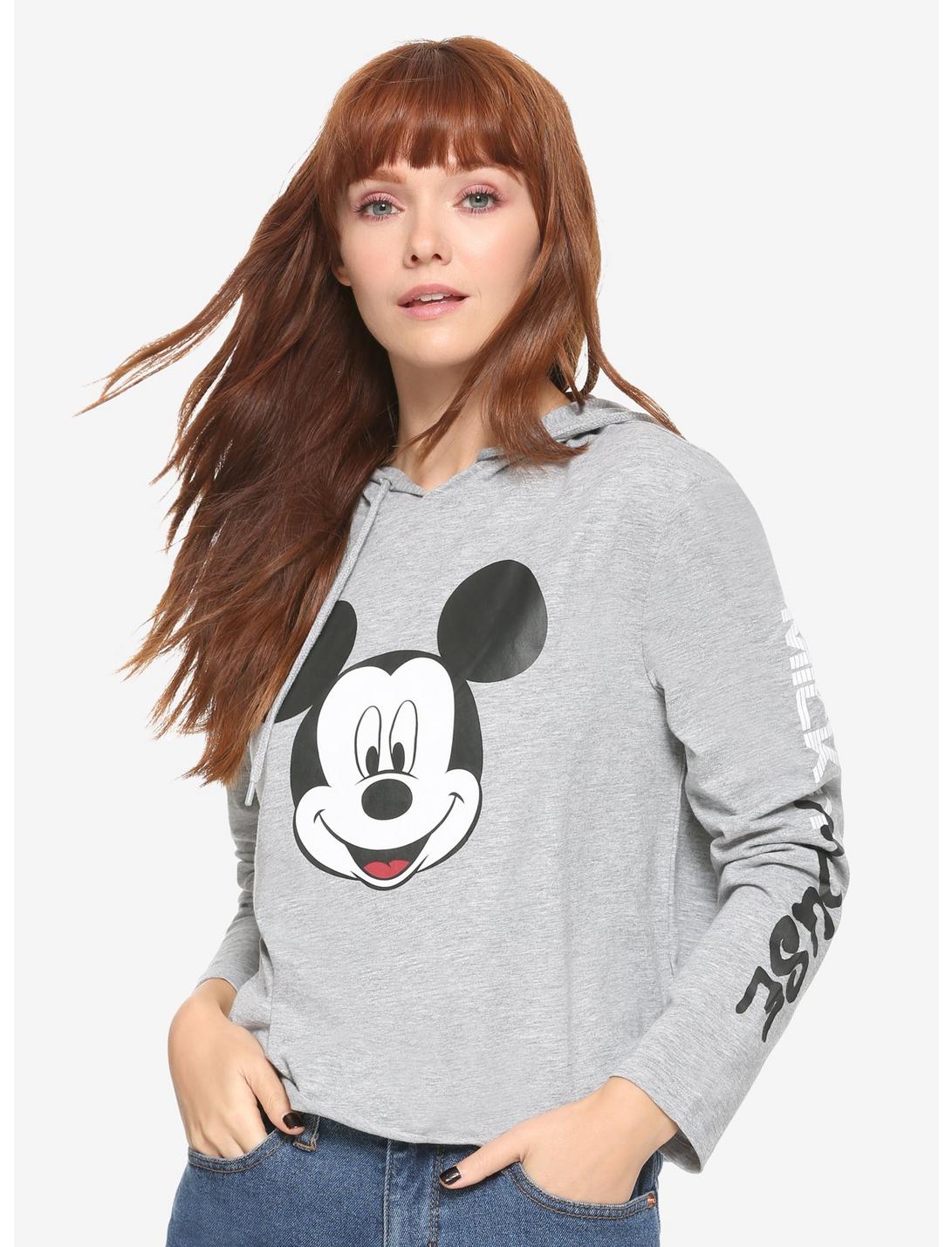 Disney Mickey Mouse Cropped Jersey Hoodie, MULTI, hi-res