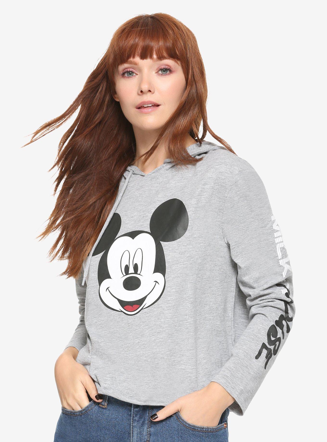 Disney Mickey Mouse Cropped Jersey Hoodie, MULTI, hi-res