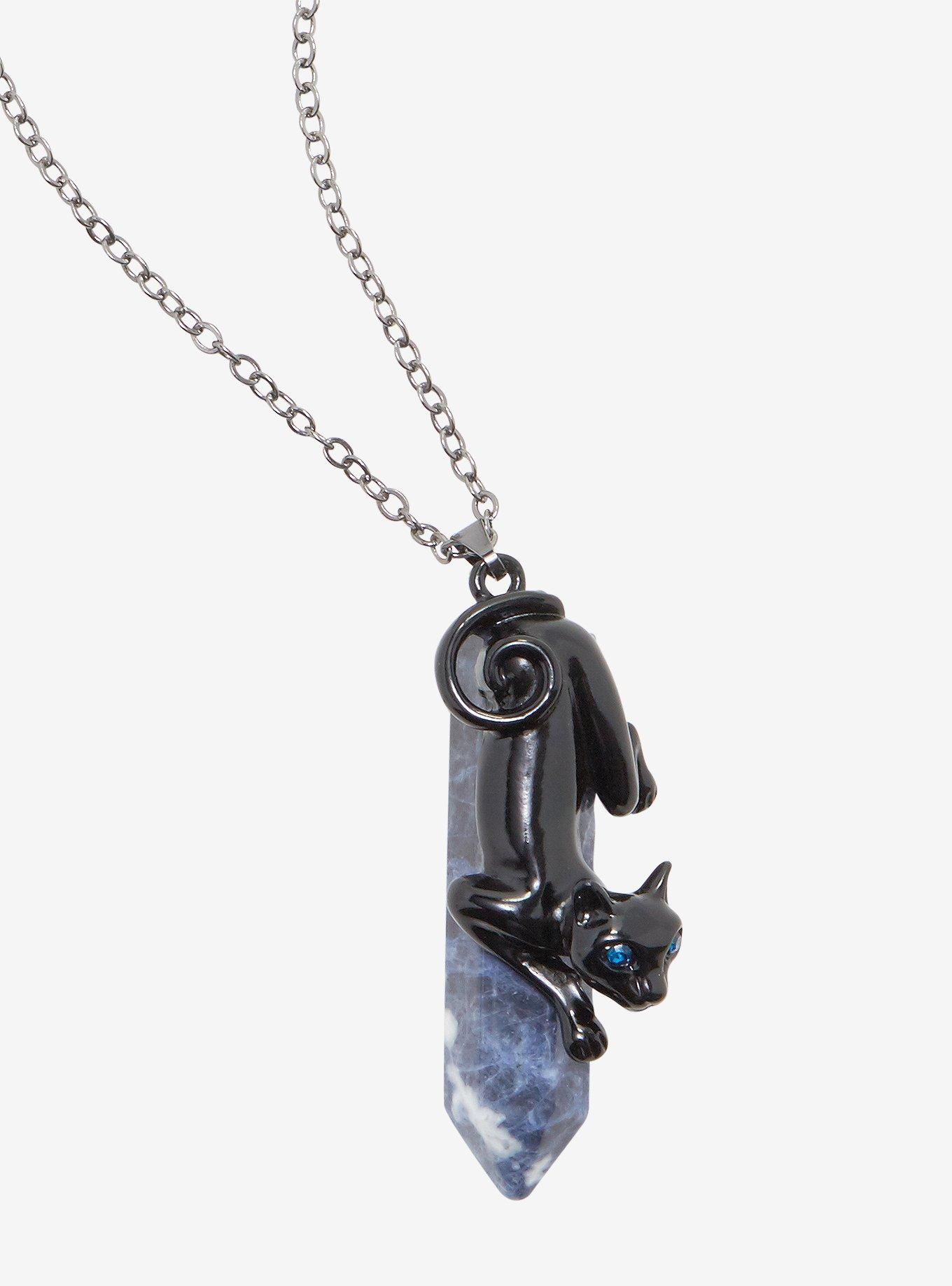 Black Cat Blue Lapis Stone Necklace, , hi-res