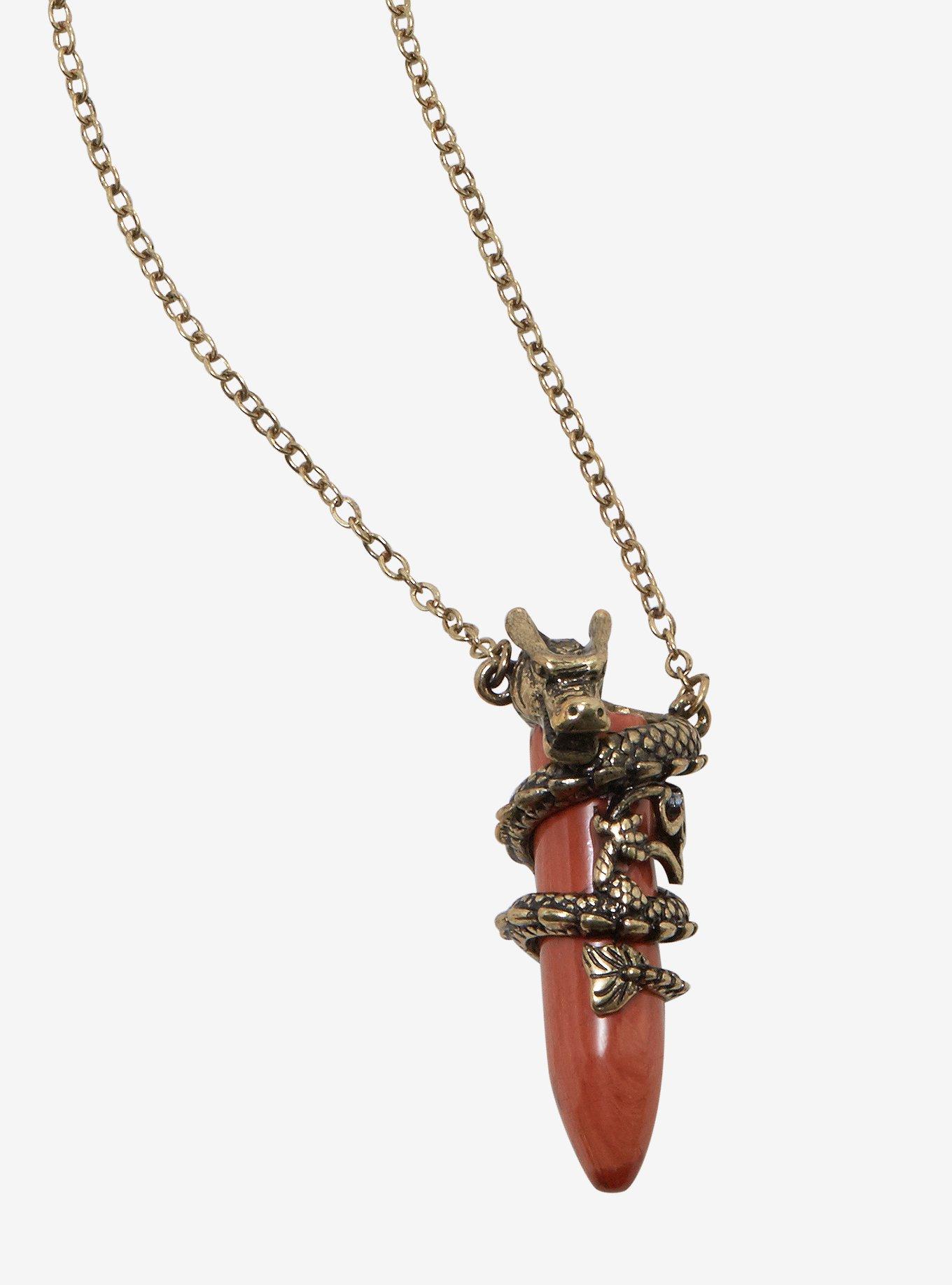 Blood Jasper Dragon Crystal Pendant Necklace, , hi-res