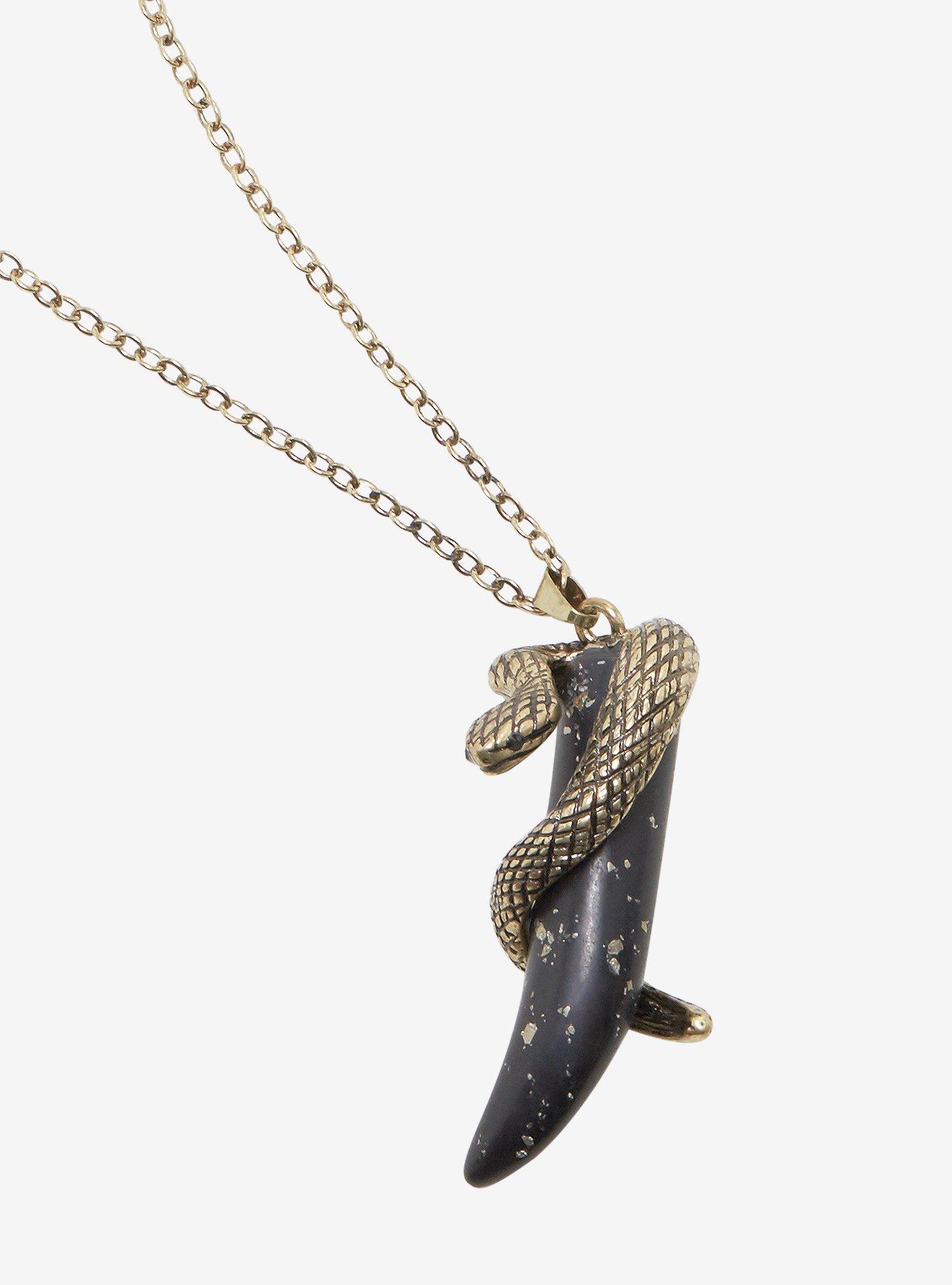 Black Onyx Snake Crystal Pendant Necklace, , hi-res
