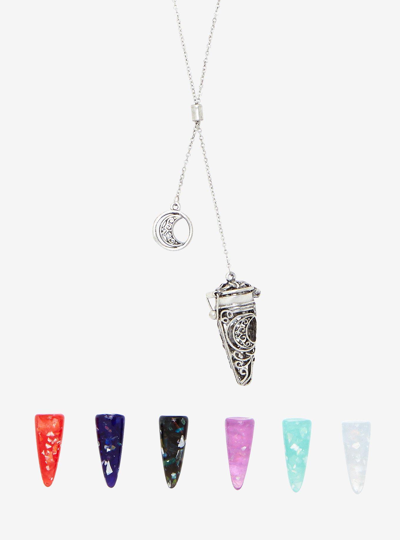 Moon Star Cage Crystal Pendulum Necklace, , hi-res
