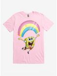 SpongeBob SquarePants Chasing Sparkle Rainbows Black T-Shirt, CHARITY PINK, hi-res