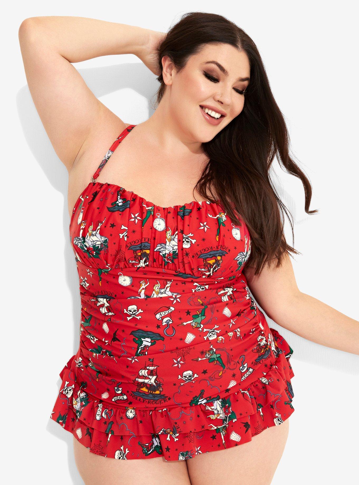 Disney Peter Pan Pirate Tattoo Retro Swimsuit Plus Size, MULTI, hi-res