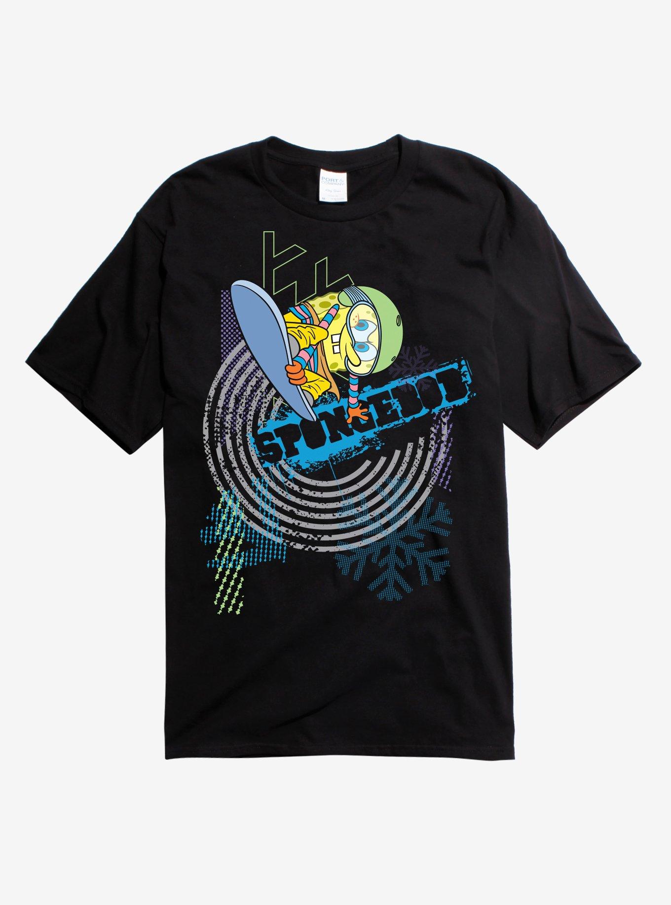 SpongeBob Snowboard Neon Black T-Shirt, , hi-res