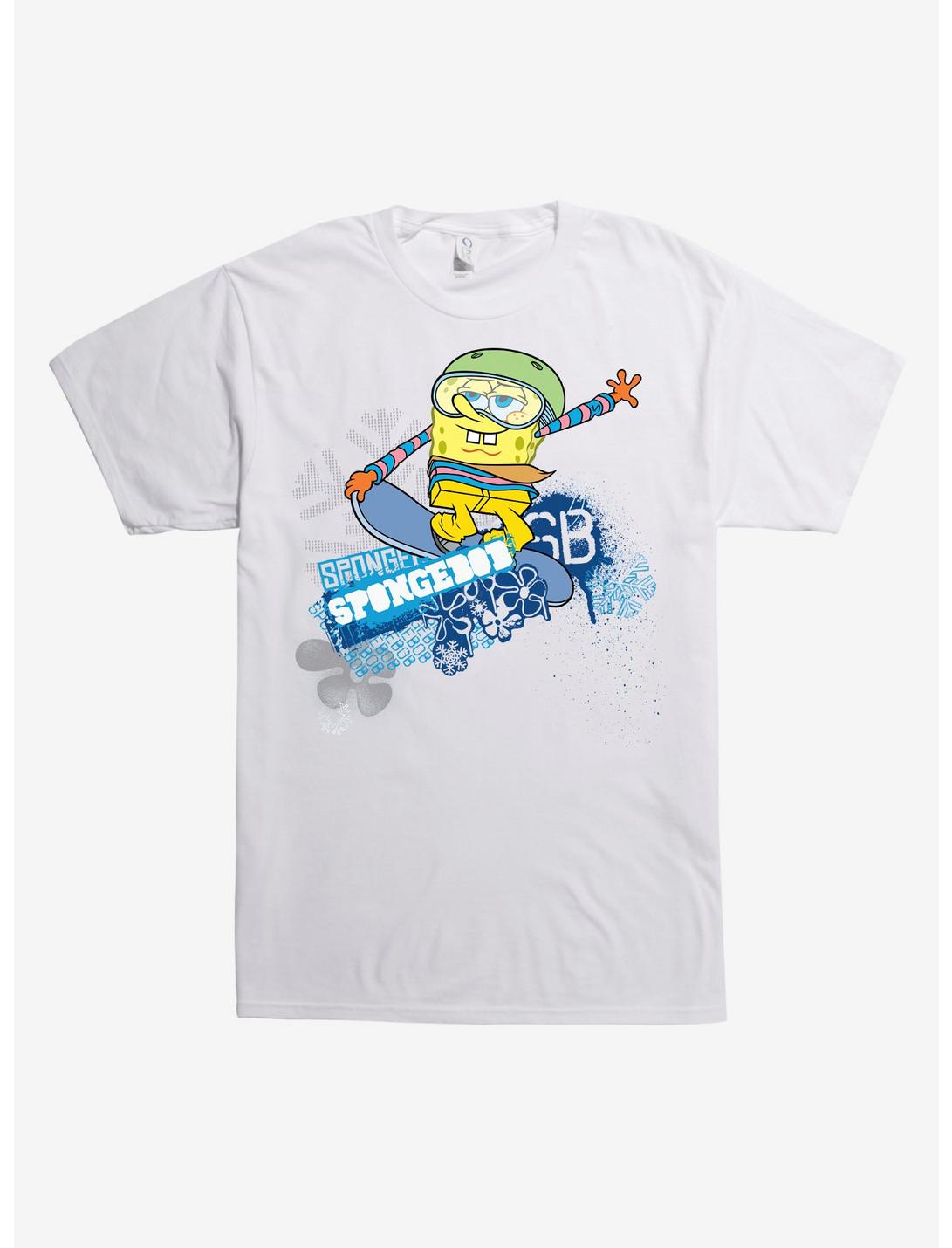 SpongeBob Snowboard Neon White T-Shirt, , hi-res