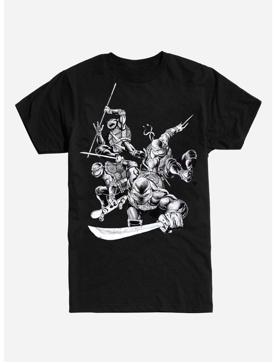 Teenage Mutant Ninja Turtles Black and White Group T-Shirt, BLACK, hi-res