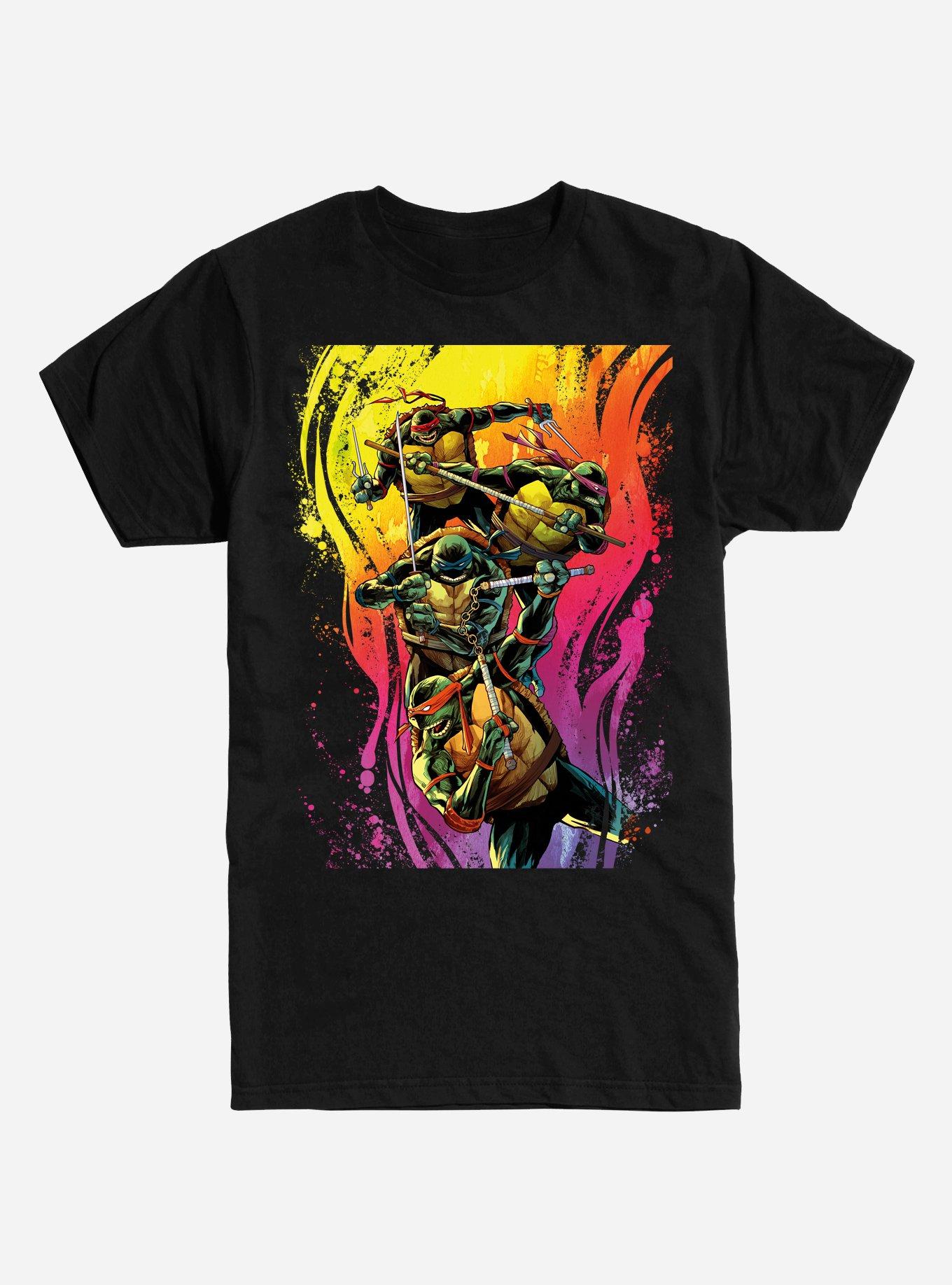 Teenage Mutant Ninja Turtles Rainbow Spray Paint Group T-Shirt, BLACK, hi-res