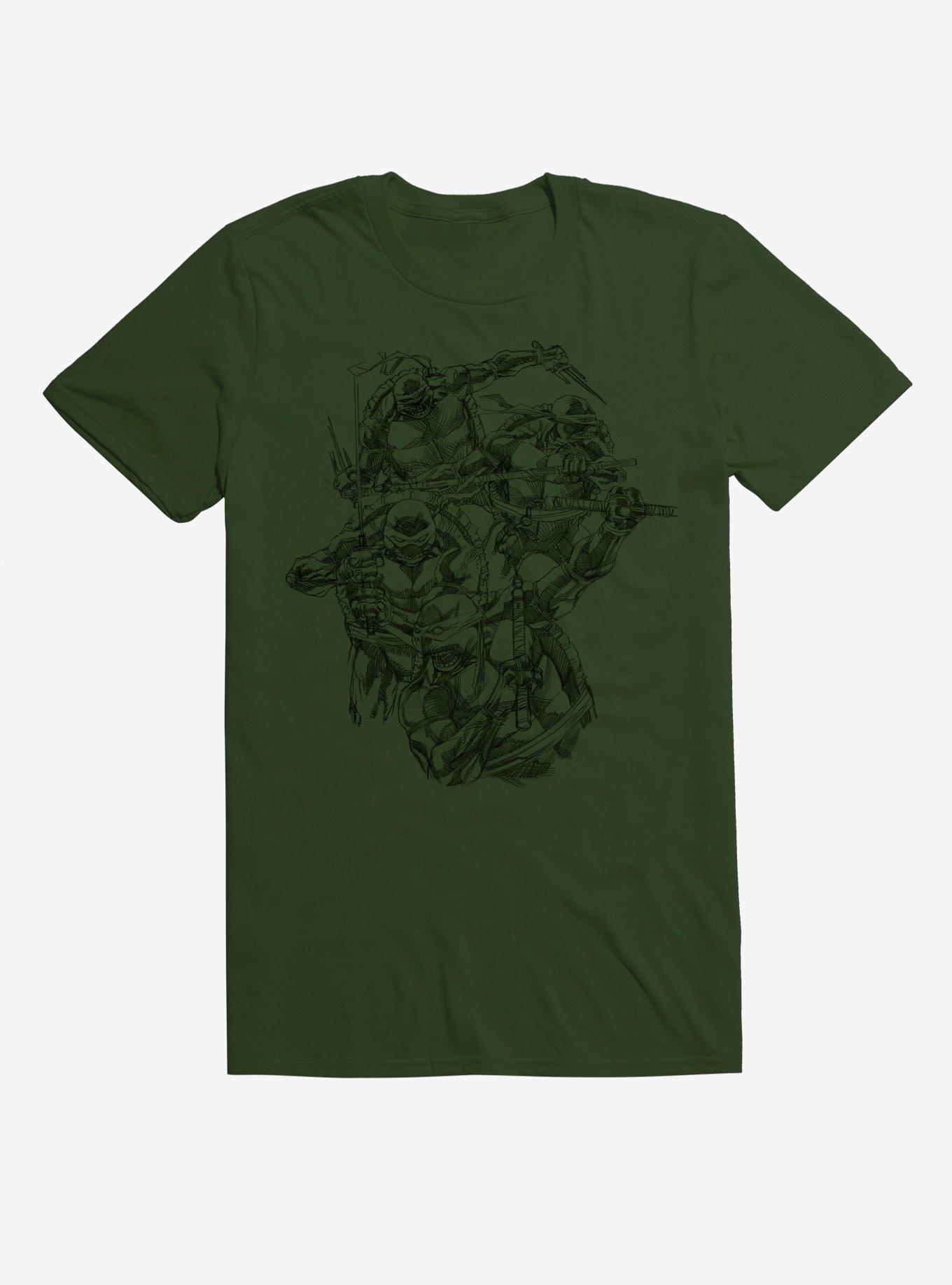 Teenage Mutant Ninja Turtles Black Outline Group T-Shirt, CITY GREEN, hi-res