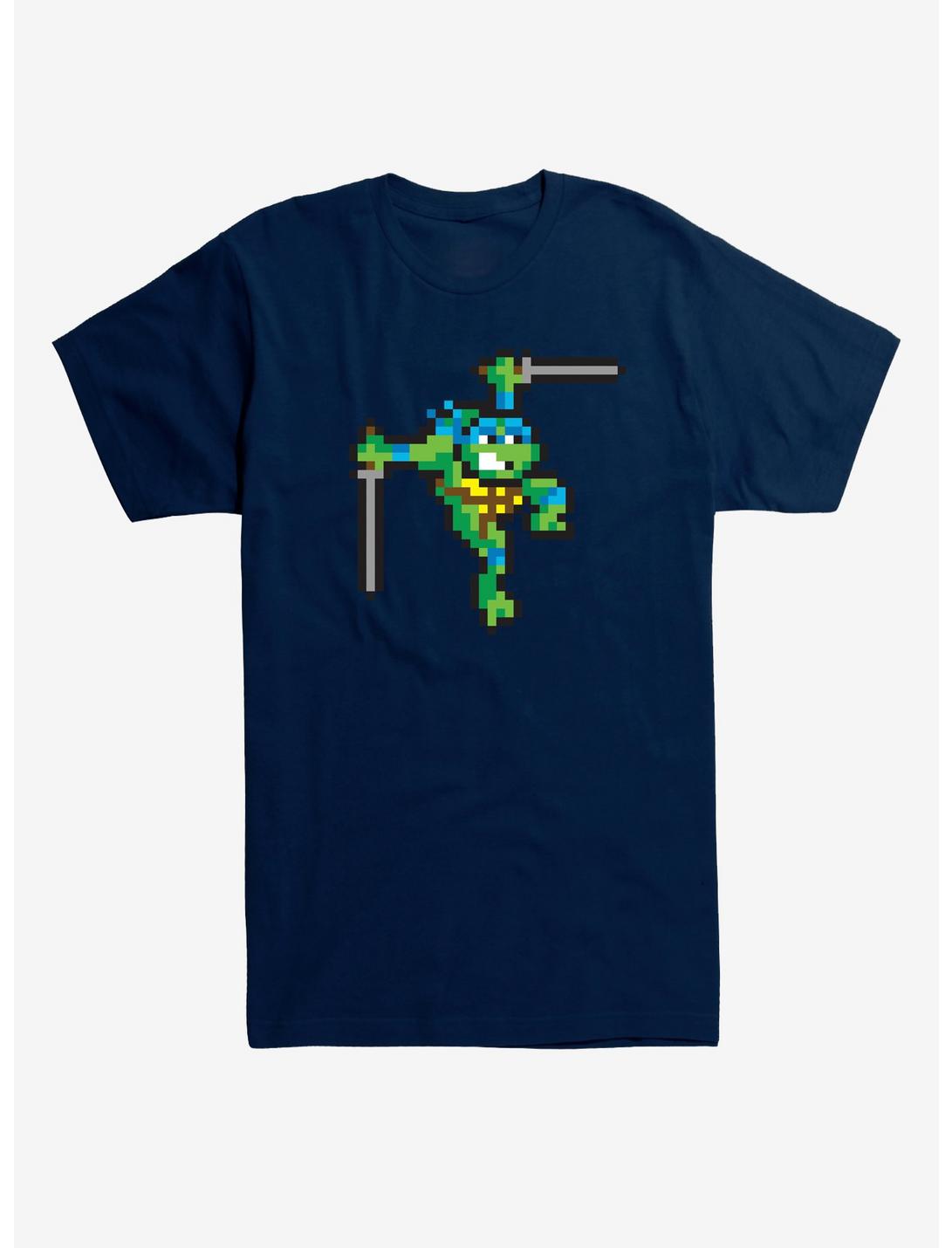 Teenage Mutant Ninja Turtles Pixel Art Leonardo Fight T-Shirt, NAVY, hi-res