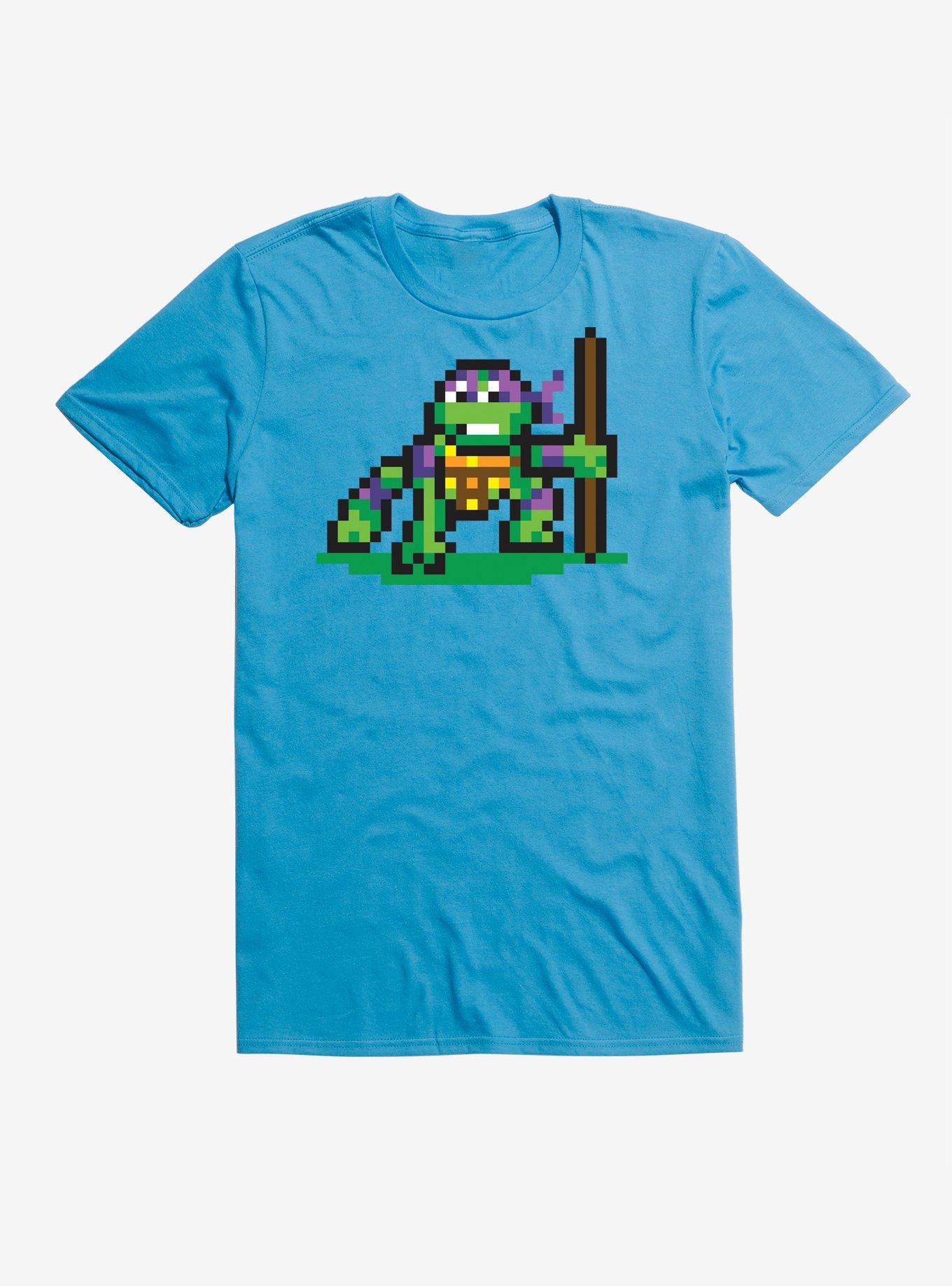 Teenage Mutant Ninja Turtles Pixel Art Donatello Fight T-Shirt, CARRIBEAN BLUE, hi-res