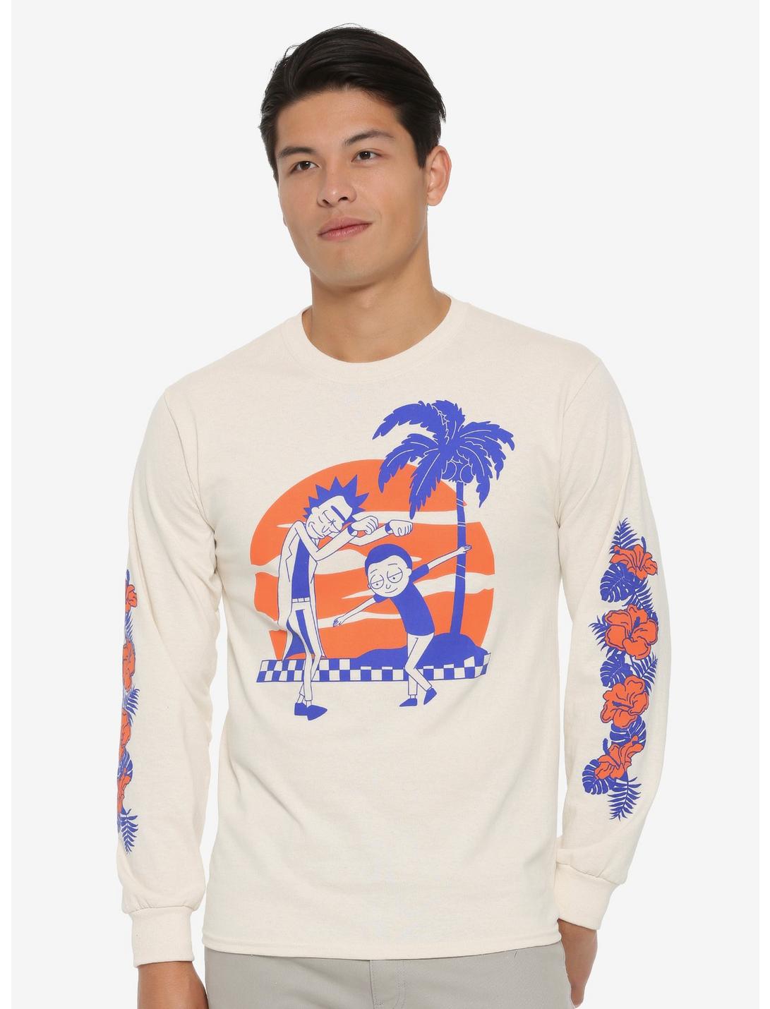 Rick and Morty Tropical Dance Long Sleeve T-Shirt - BoxLunch Exclusive, TAN/BEIGE, hi-res
