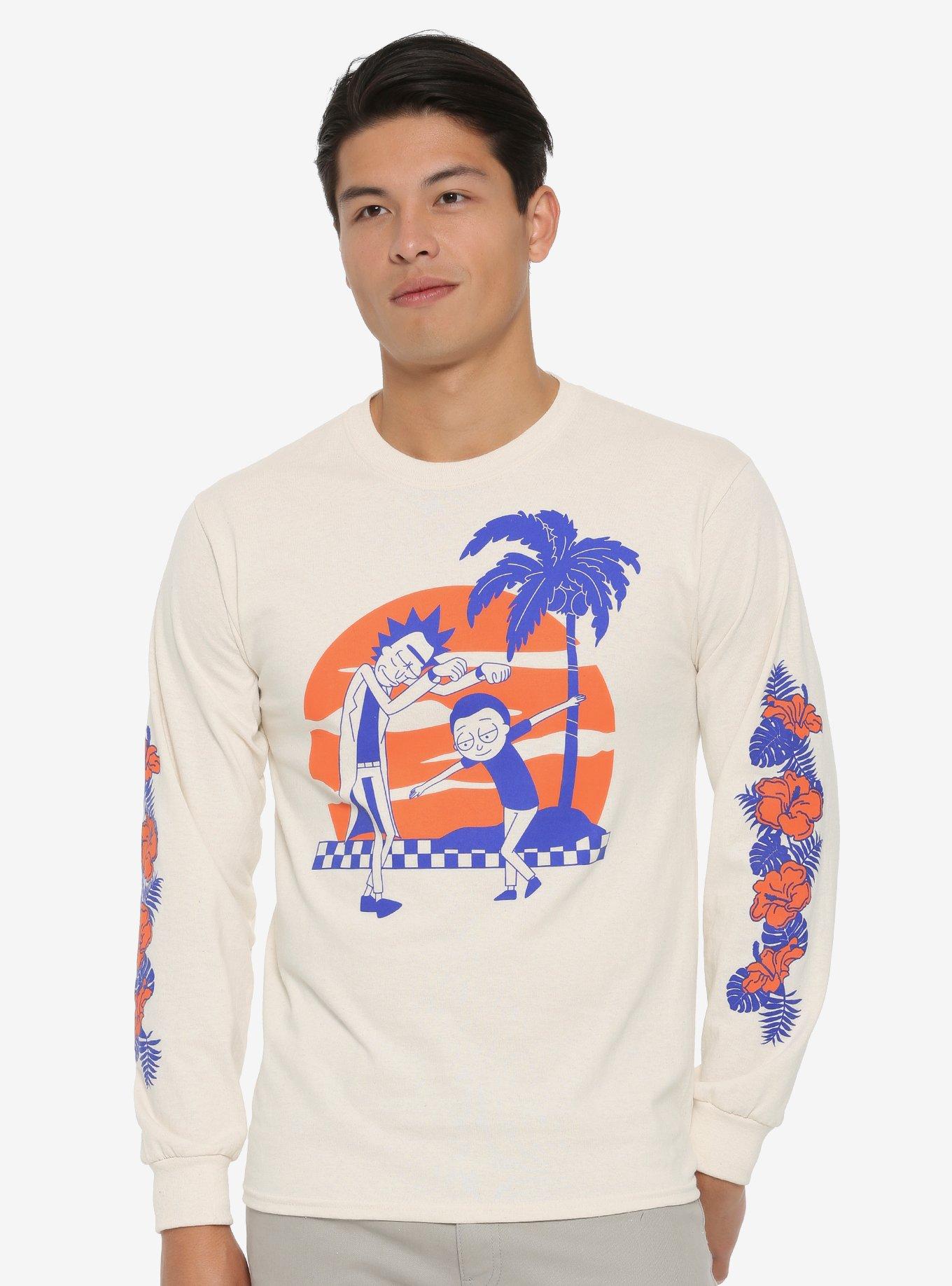 Rick and Morty Tropical Dance Long Sleeve T-Shirt - BoxLunch Exclusive, TAN/BEIGE, hi-res