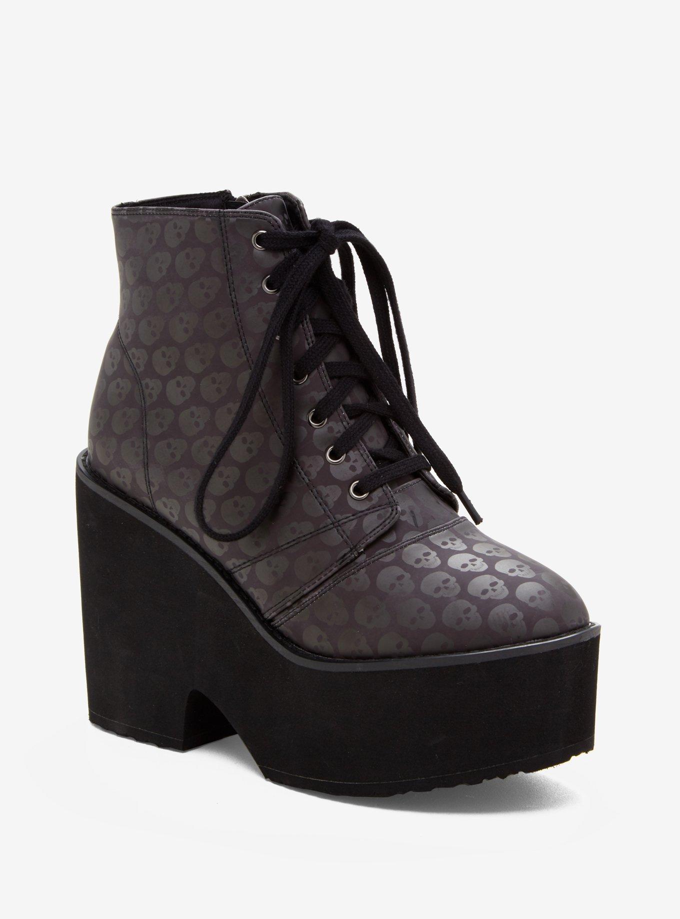 Reflective Skull Platform Booties, MULTI, hi-res