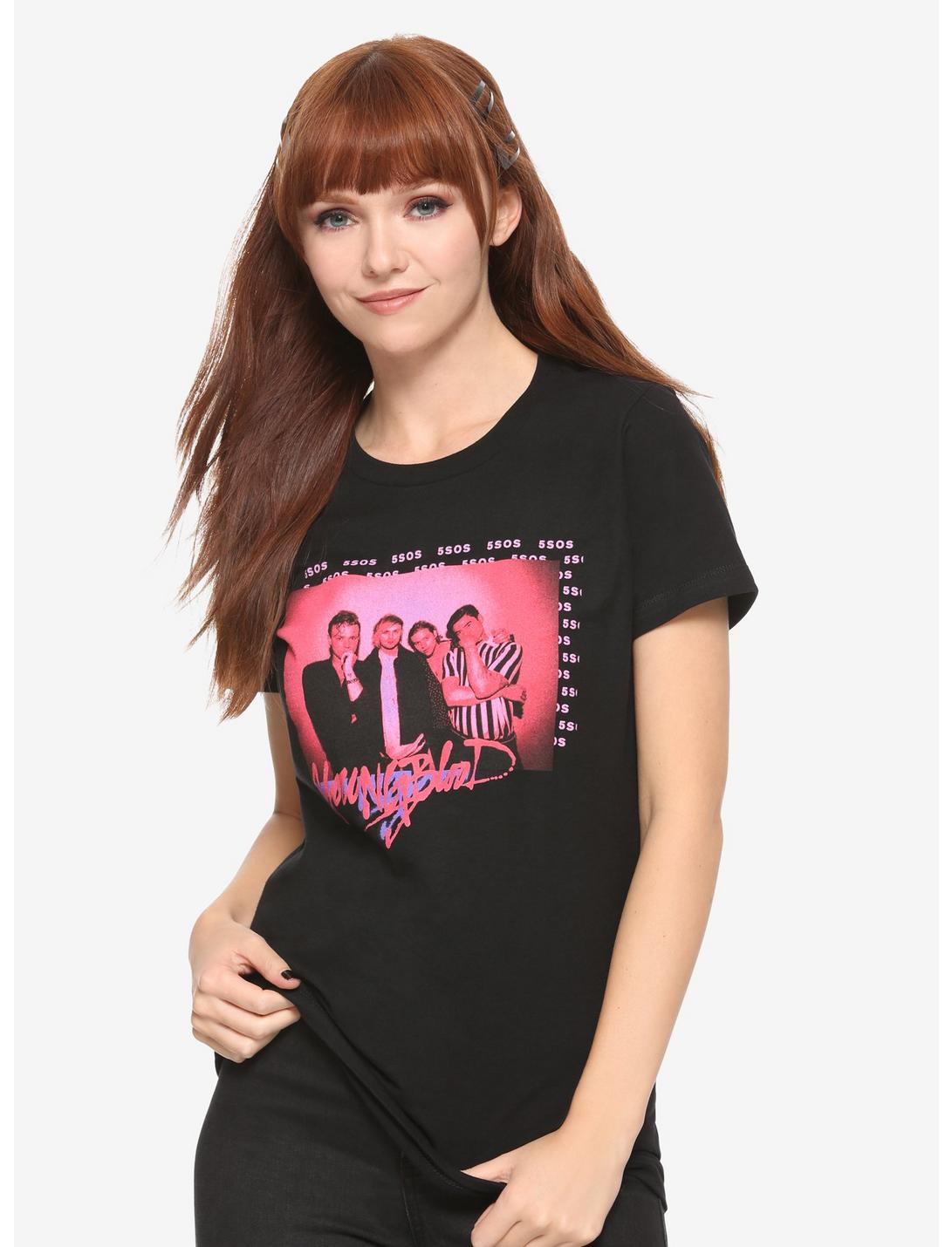 5 Seconds Of Summer Red Photo 5SOS Youngblood Girls T-Shirt, BLACK, hi-res
