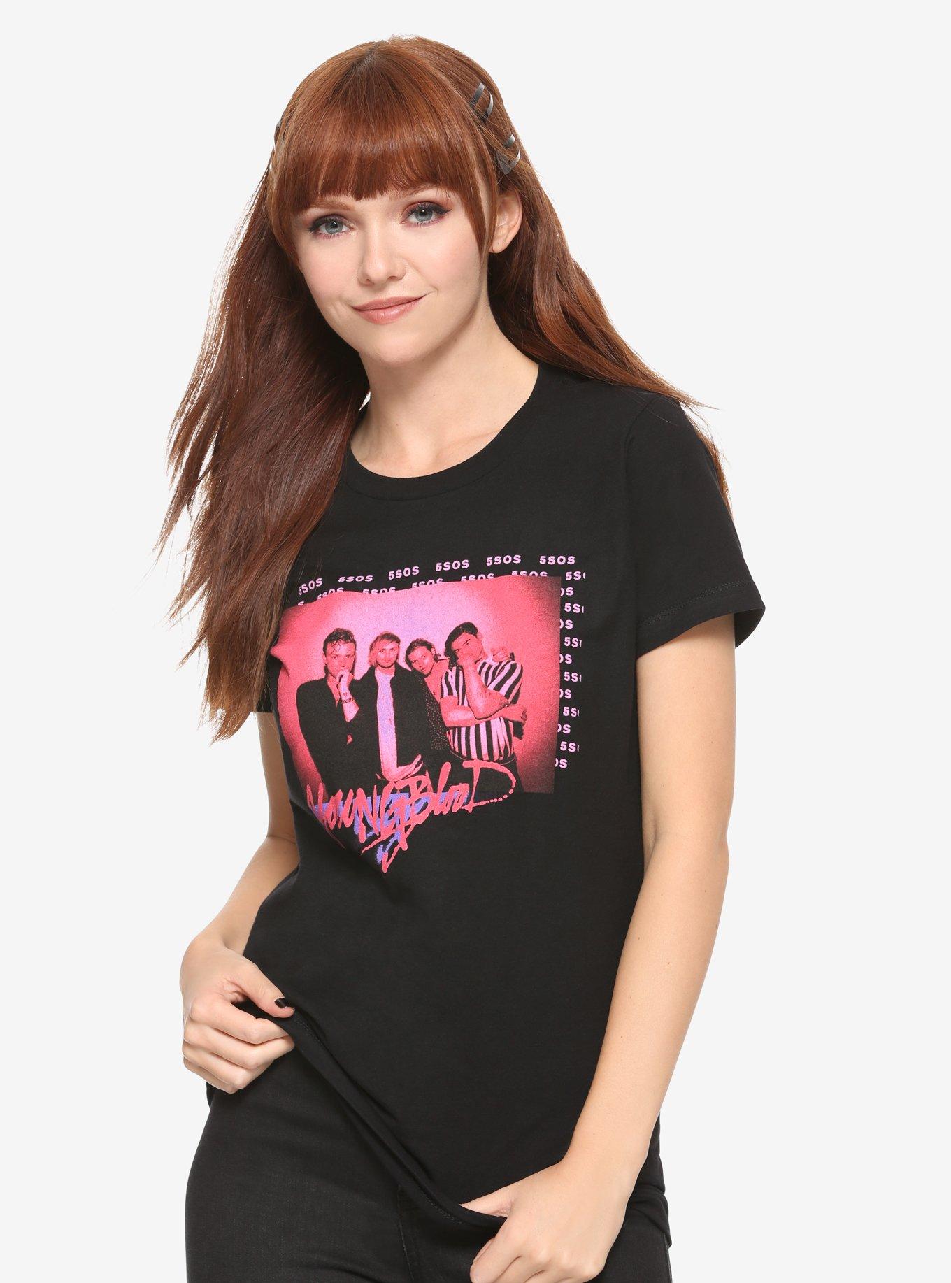 5 Seconds Of Summer Red Photo 5SOS Youngblood Girls T-Shirt, BLACK, hi-res