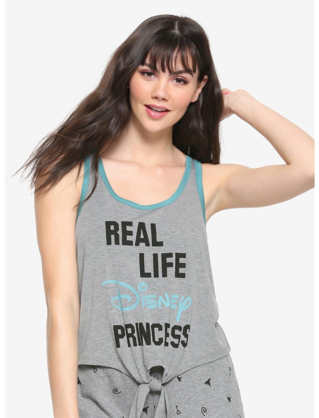 Her Universe Destination Disney Real Life Princess Tie-Front Girls Tank Top, GREY, hi-res