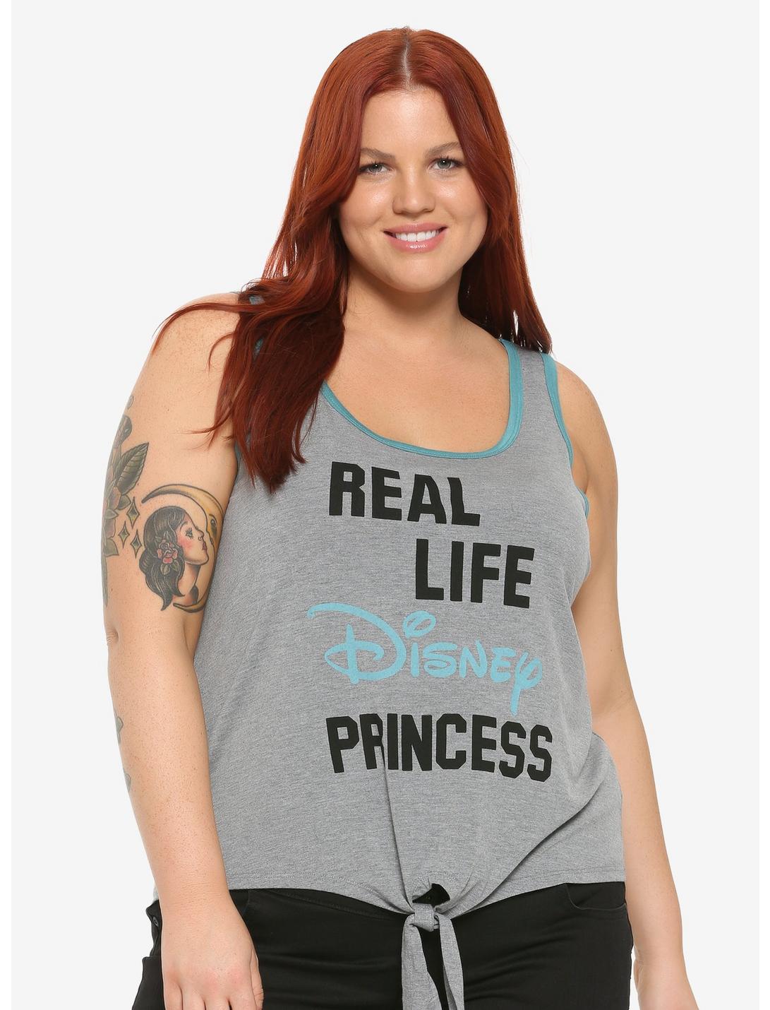 Her Universe Destination Disney Real Life Princess Tie-Front Girls Tank Top Plus Size, GREY, hi-res