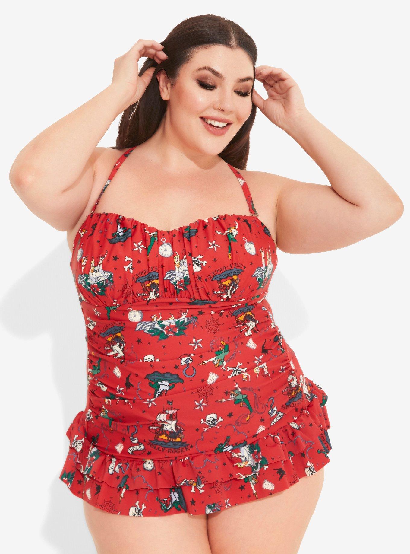 Disney Peter Pan Pirate Tattoo Retro Swimsuit Plus Size, MULTI, hi-res