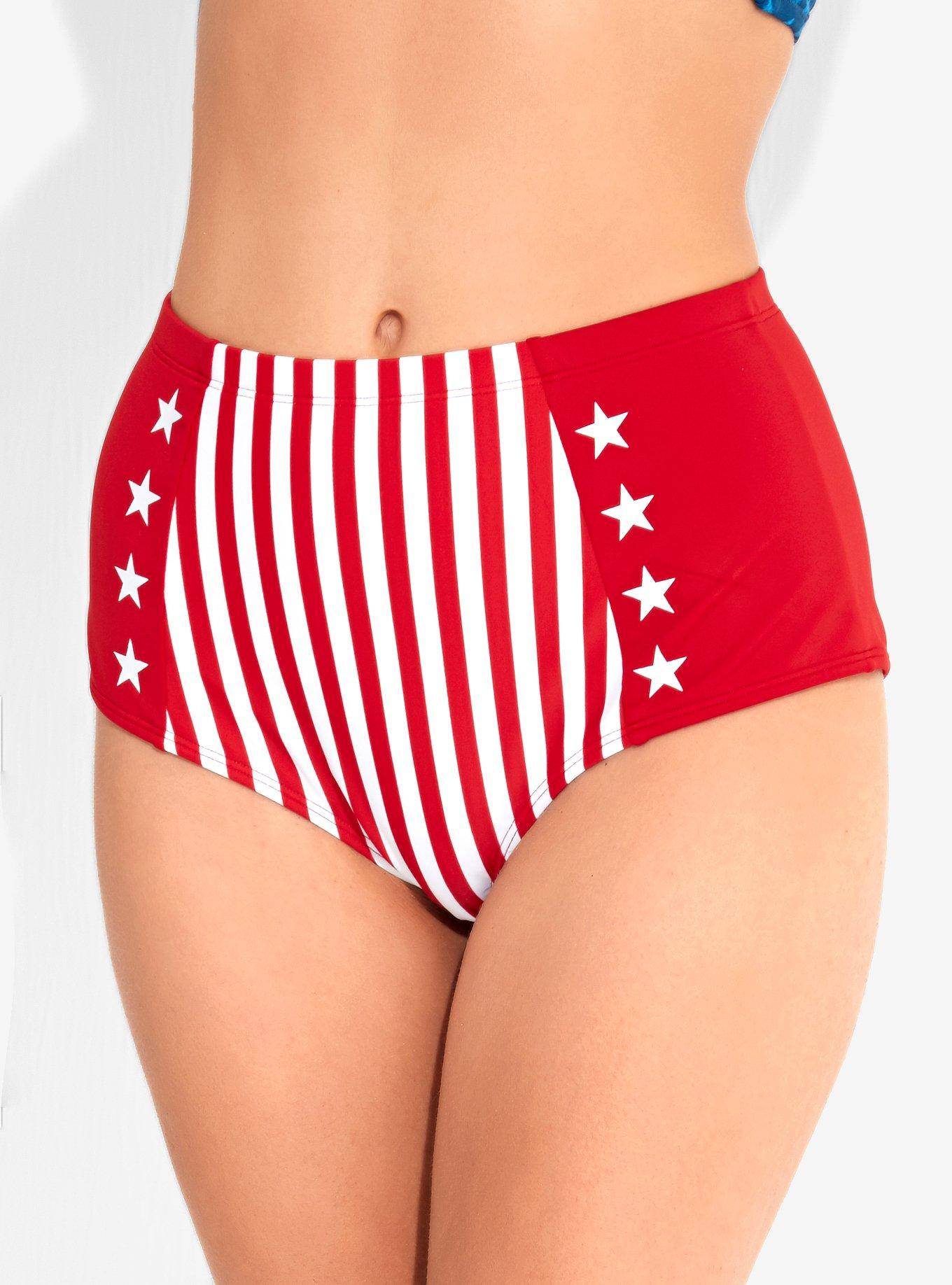 Her Universe Marvel Captain America Swim Bottoms, RED  WHITE, hi-res