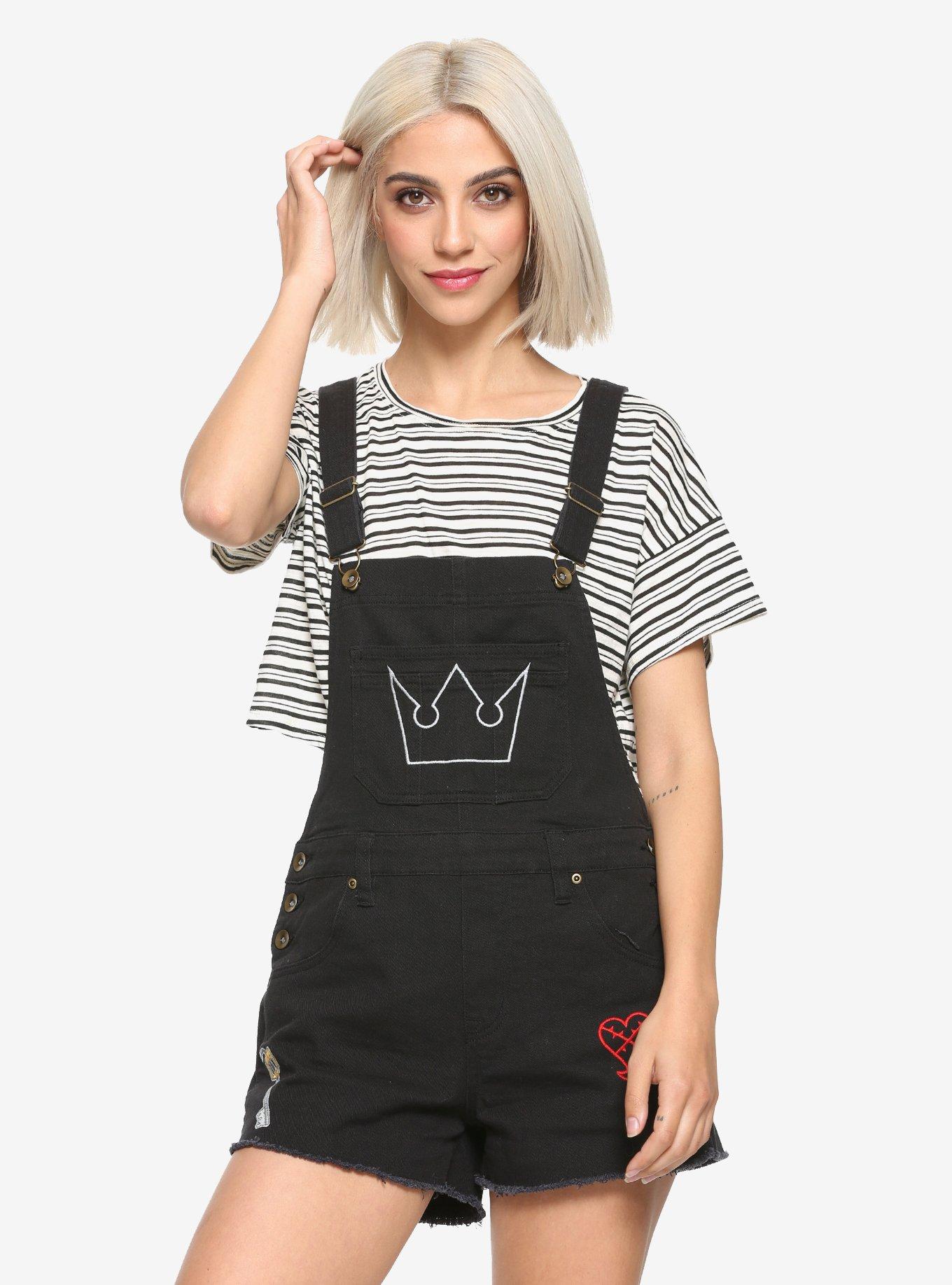 Disney Kingdom Hearts III Symbols Shortalls Hot Topic Exclusive, BLACK, hi-res