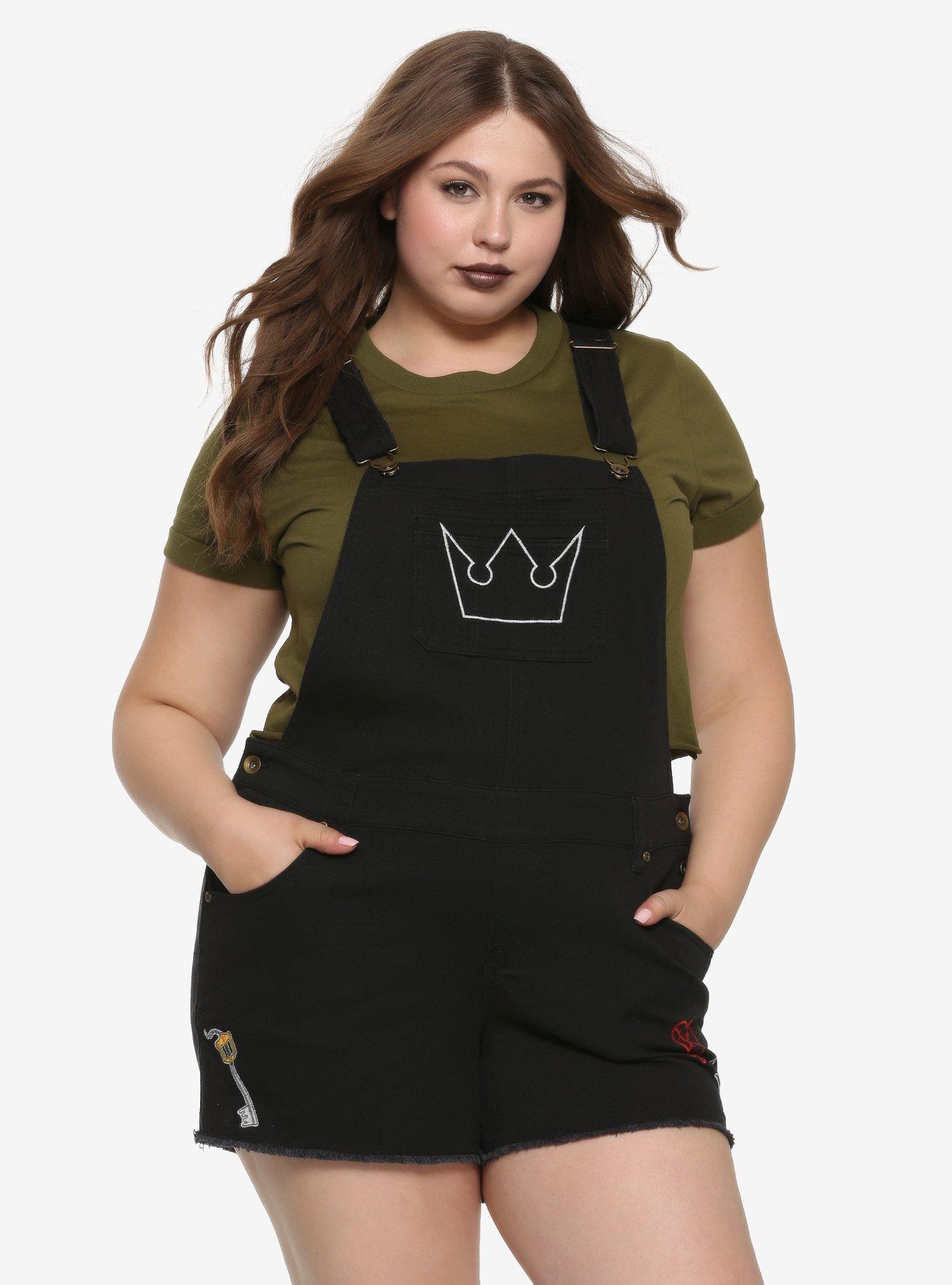 Disney Kingdom Hearts III Symbols Shortalls Plus Size Hot Topic Exclusive, BLACK, hi-res