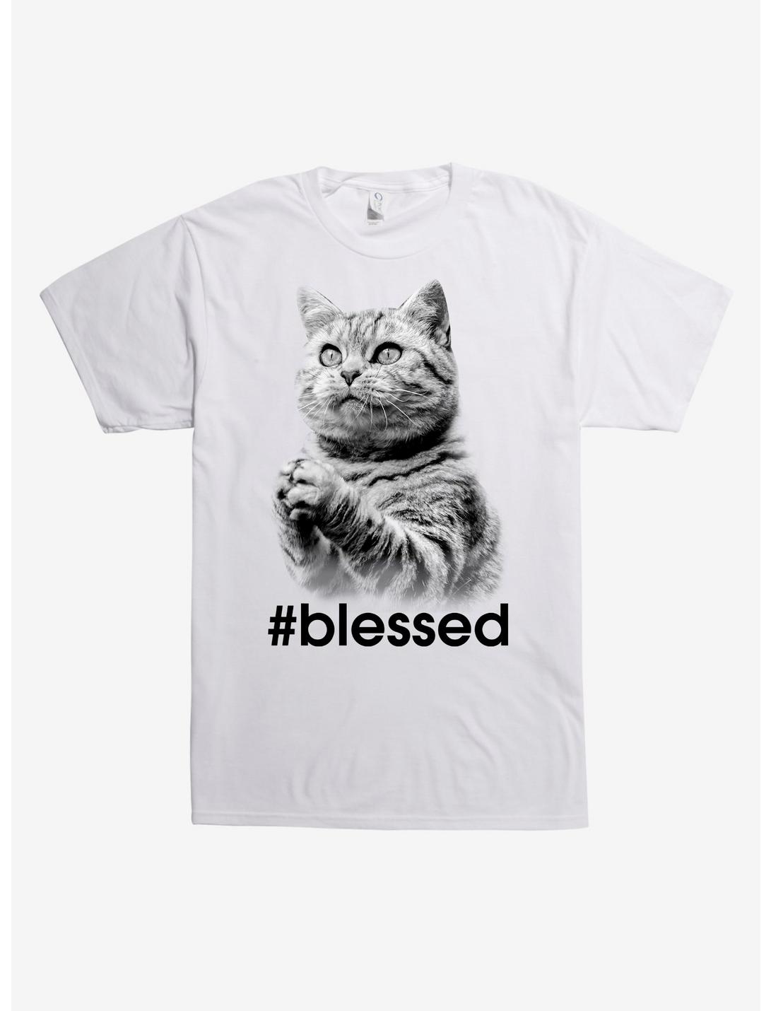 Hashtag Blessed Cat T-Shirt, WHITE, hi-res