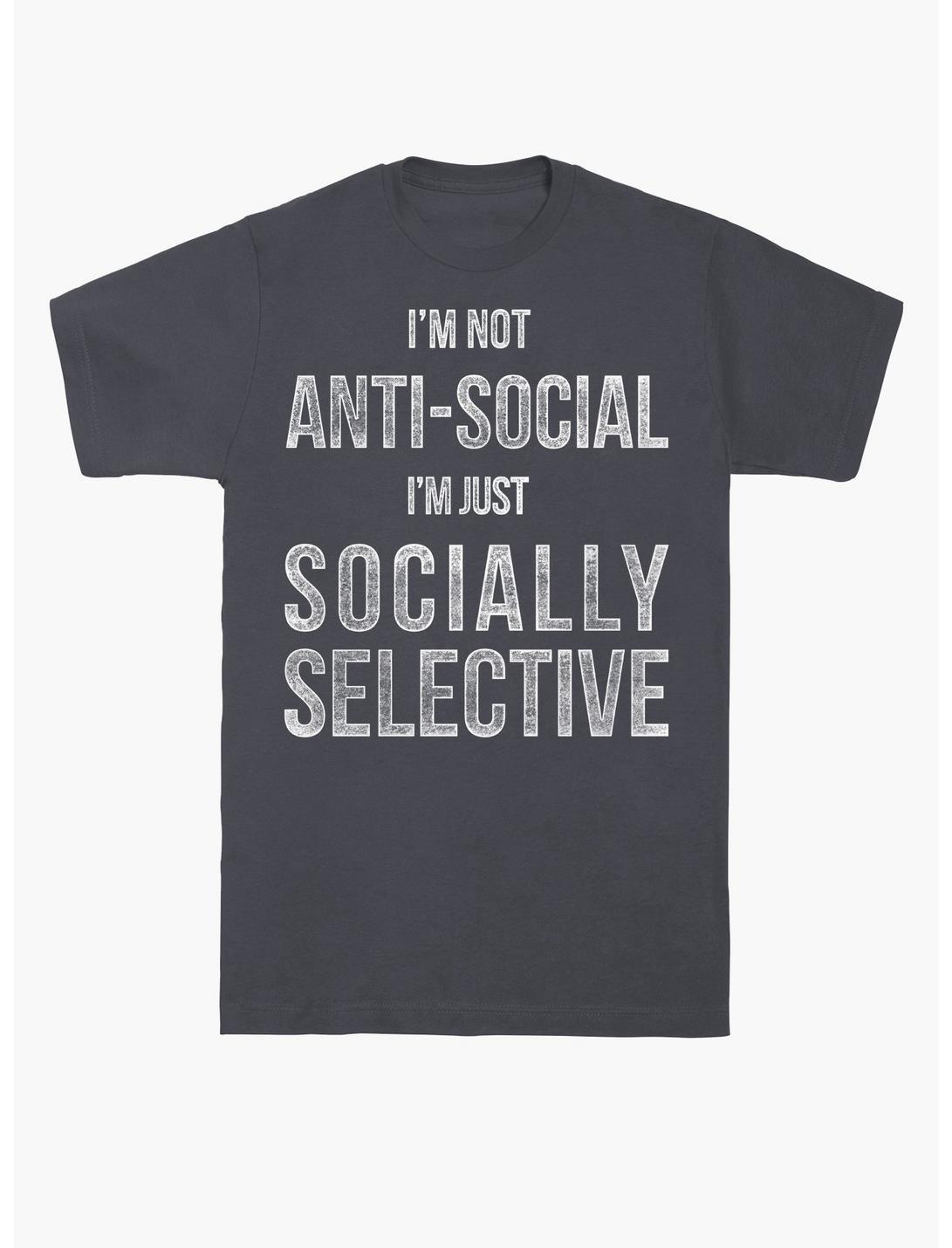 I'm Just Socially Selective T-Shirt, CHARCOAL, hi-res