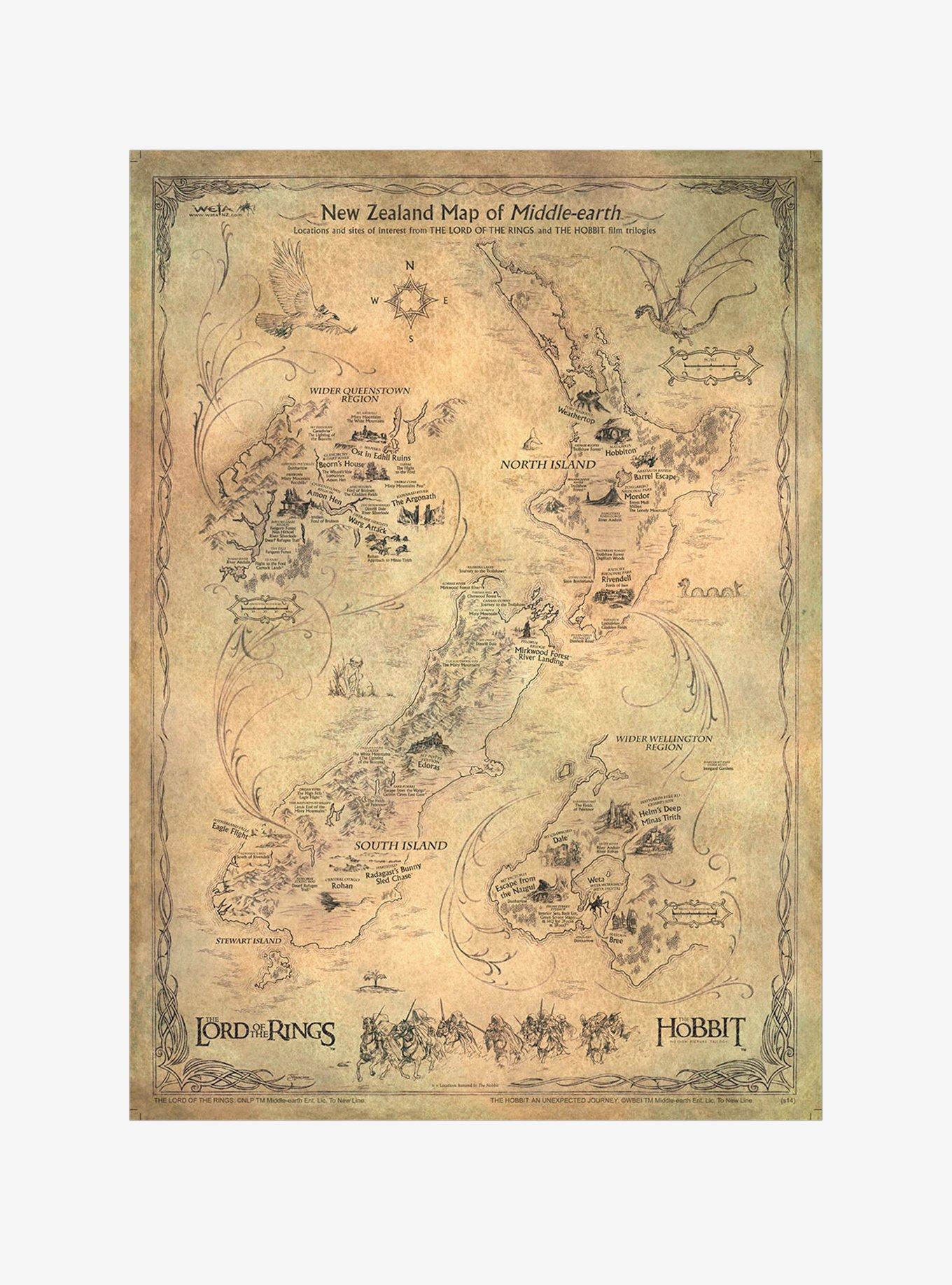 Lord Of The Rings New Zealand Map The Lord Of The Rings Map Of Middle-Earth | Boxlunch