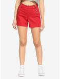 Red High-Waisted Sailor Shorts, RED, hi-res