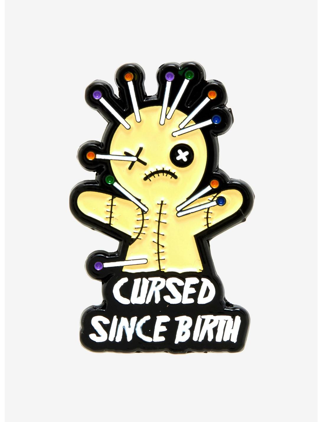 Cursed Since Birth Voodoo Doll Enamel Pin, , hi-res
