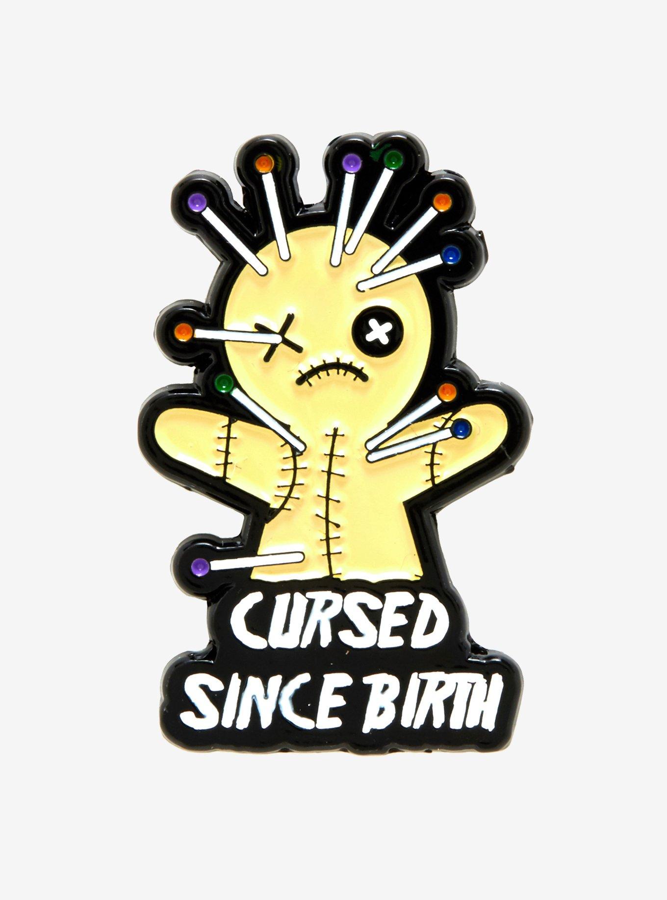 Cursed Since Birth Voodoo Doll Enamel Pin, , hi-res