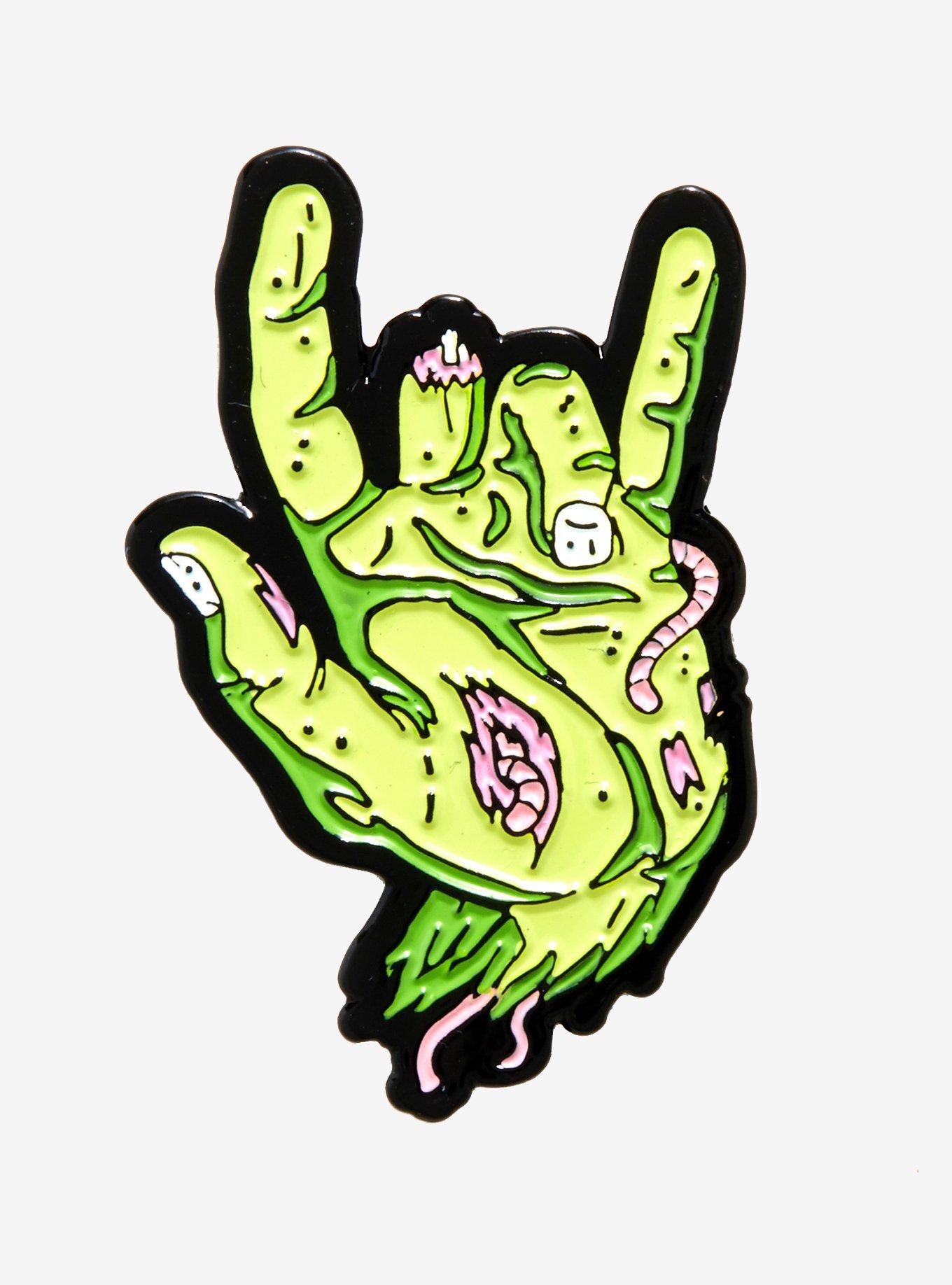 Rad Zombie Hand Enamel Pin, , hi-res