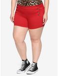 Red High-Waisted Sailor Shorts Plus Size, RED, hi-res