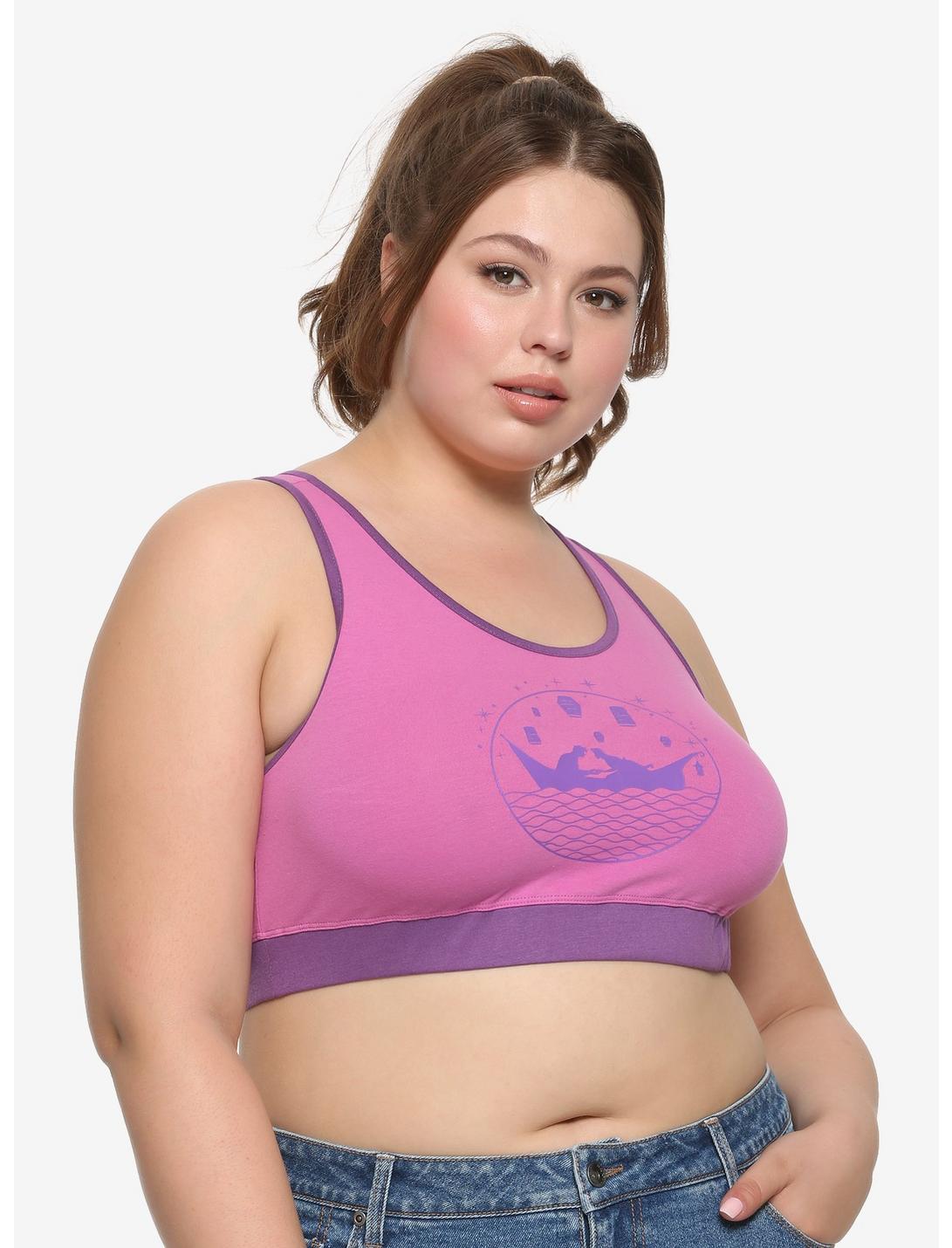 Disney Tangled Pink & Purple Sports Bra Plus Size, PINK, hi-res
