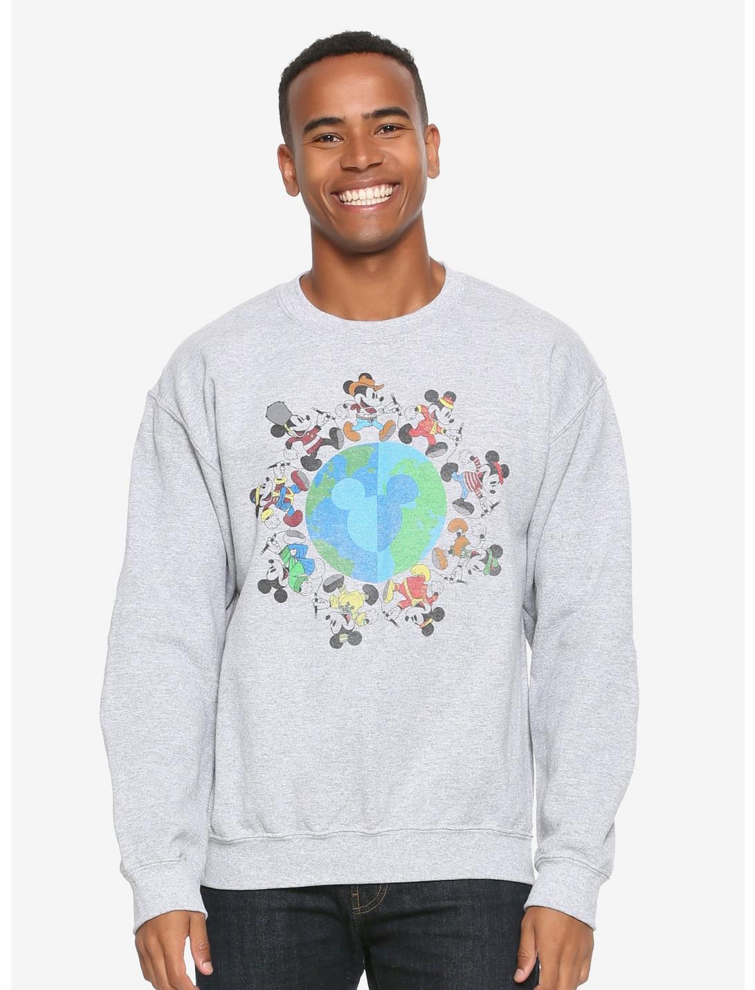 Disney Mickey Mouse Around The World Crewneck - BoxLunch Exclusive, GREY, hi-res