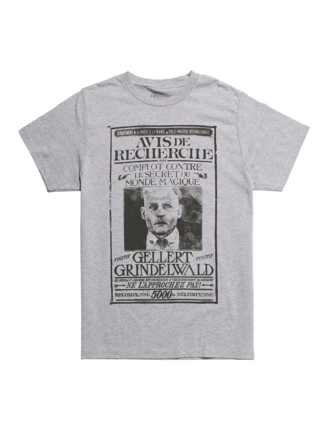 Fantastic Beasts: The Crimes Of Grindelwald Gellert Grindelwald Wanted Poster T-Shirt, BLACK, hi-res