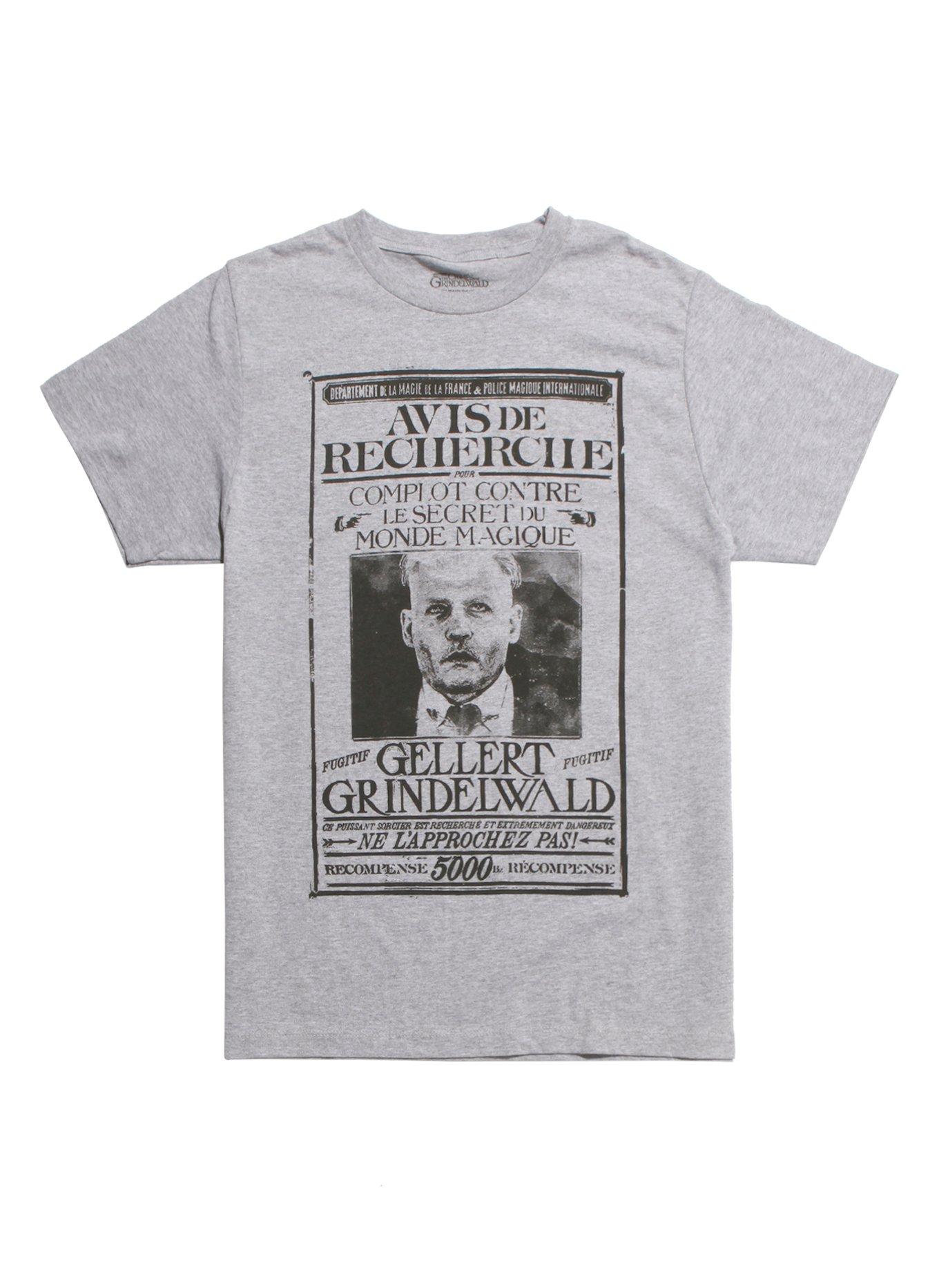 Fantastic Beasts: The Crimes Of Grindelwald Gellert Grindelwald Wanted Poster T-Shirt, BLACK, hi-res