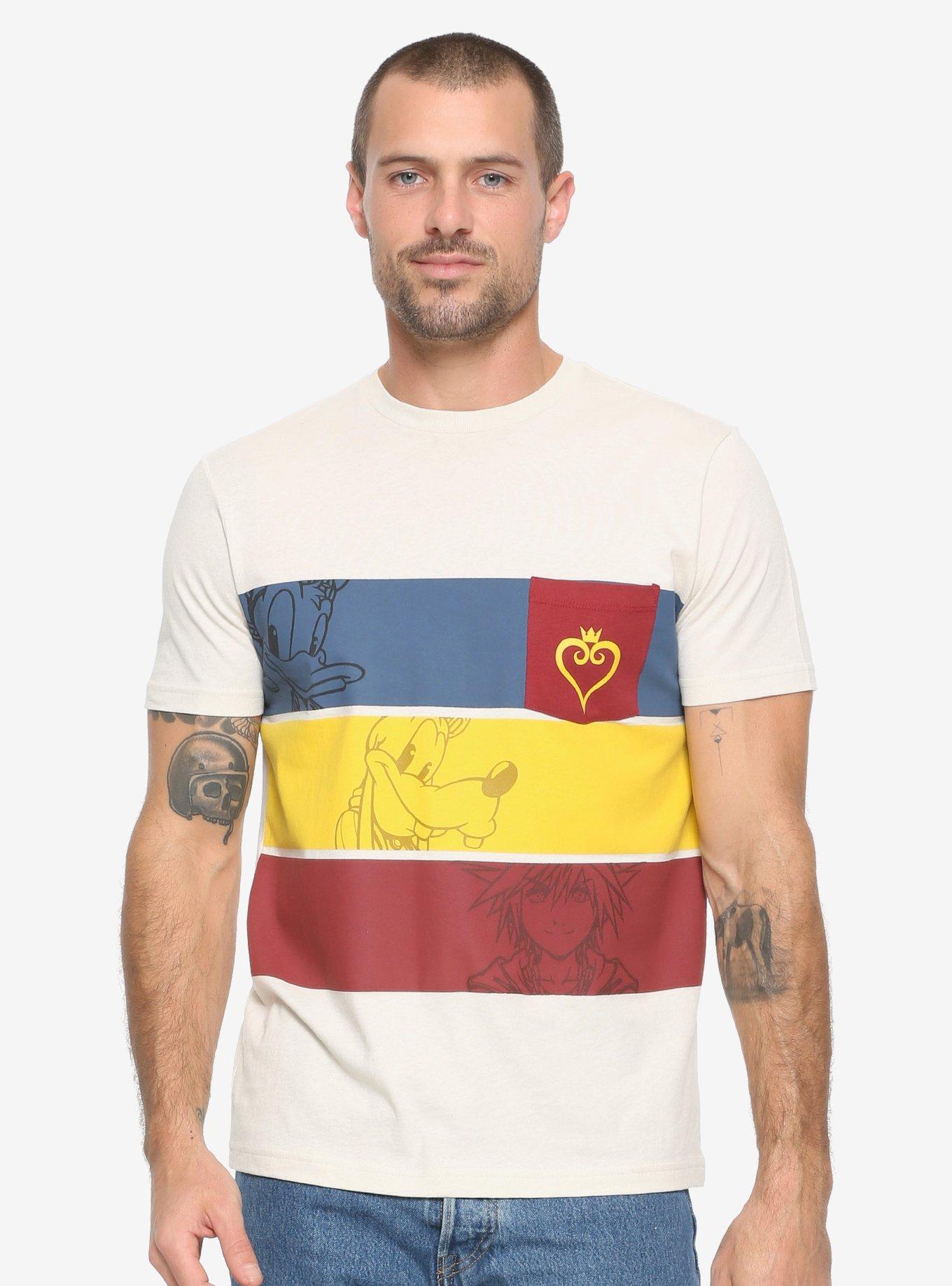 Disney Kingdom Hearts Striped Character Pocket T-Shirt - BoxLunch Exclusive, TAN/BEIGE, hi-res